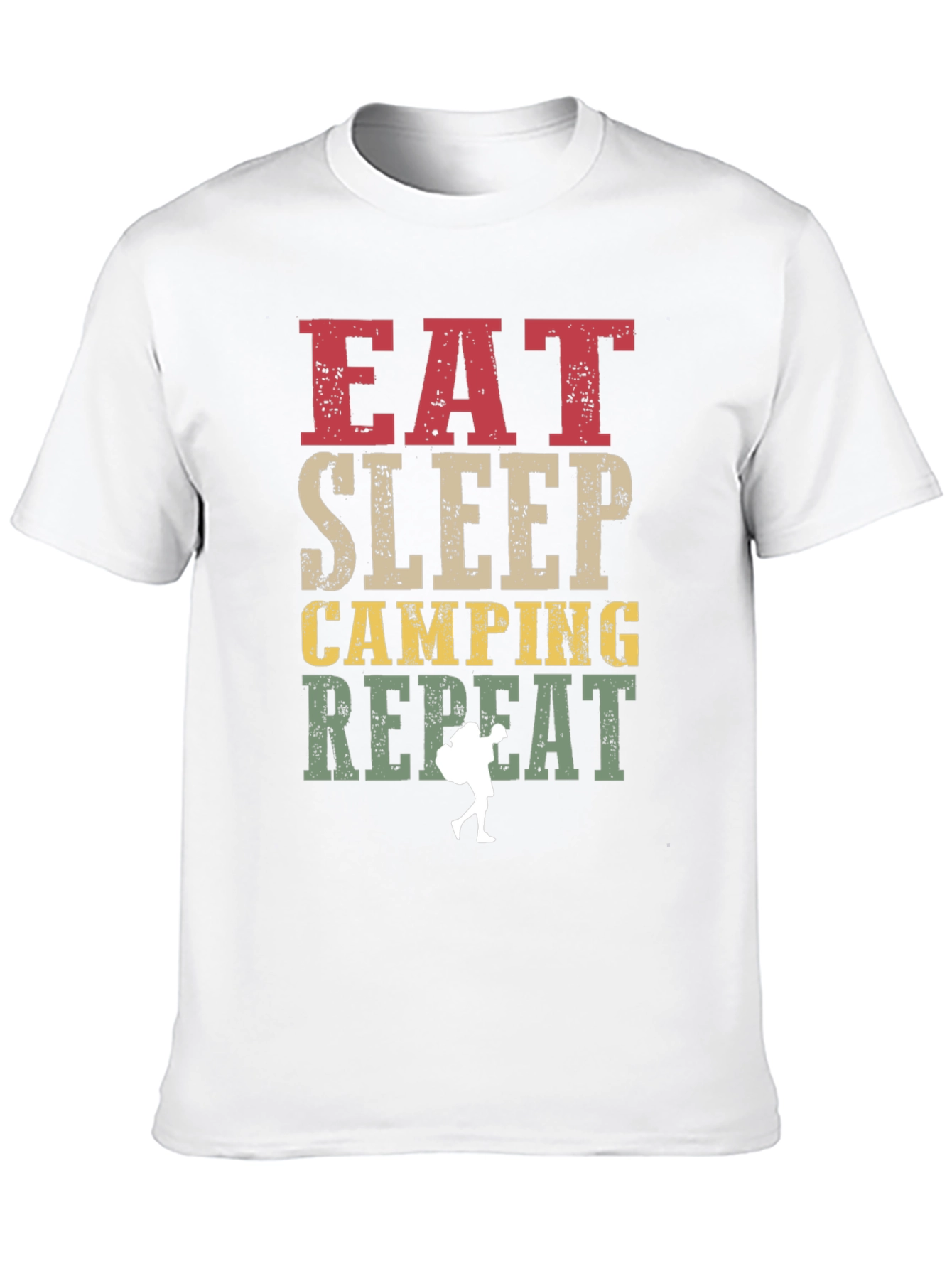 Eat Sleep Camping Repeat Black Graphic T-Shirt