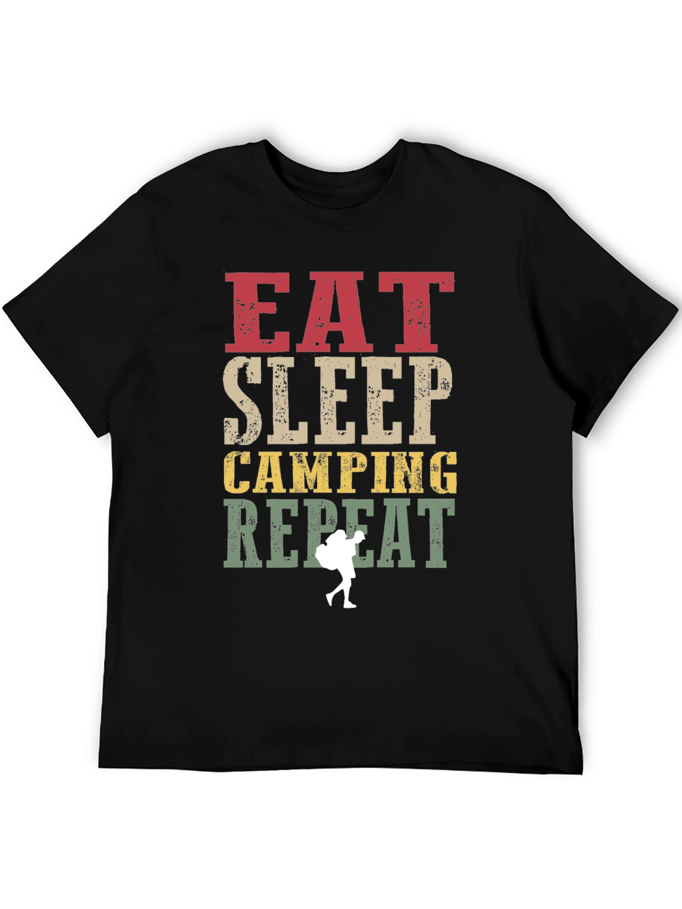 Eat Sleep Camping Repeat Black Graphic T-Shirt