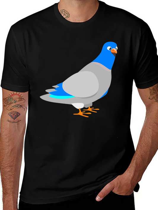Pigeon Graphic Black T-Shirt - Quirky Bird Tee