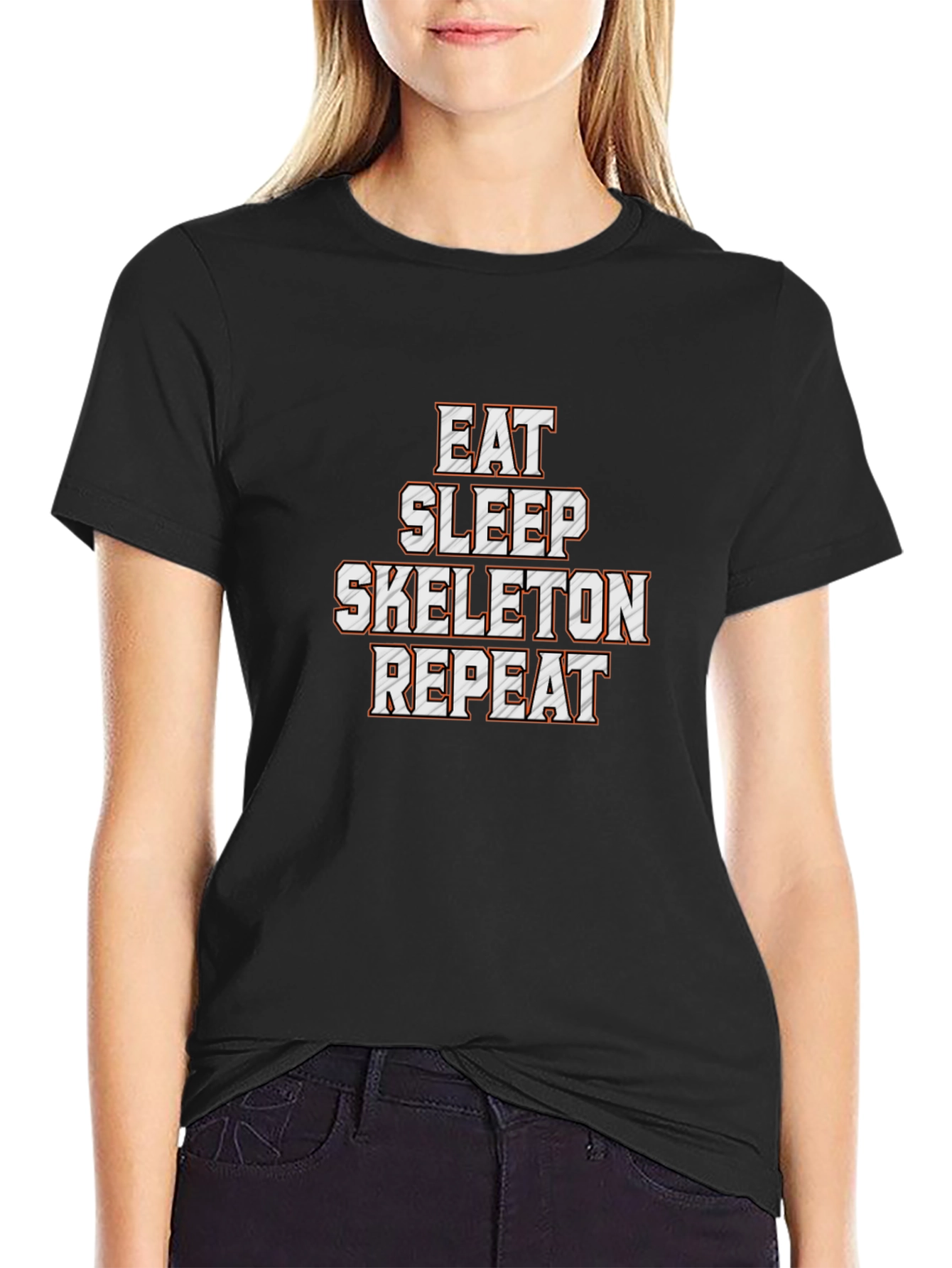 Eat Sleep Skeleton Repeat Black Graphic Tee