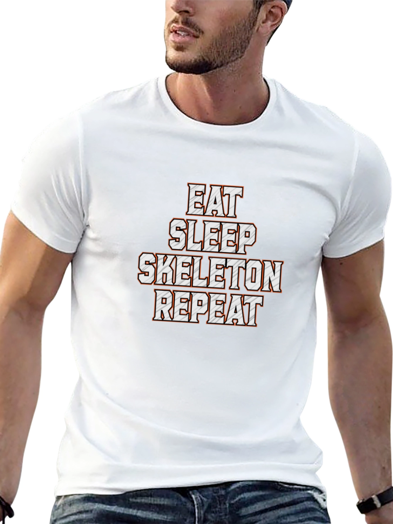 Eat Sleep Skeleton Repeat Black Graphic Tee