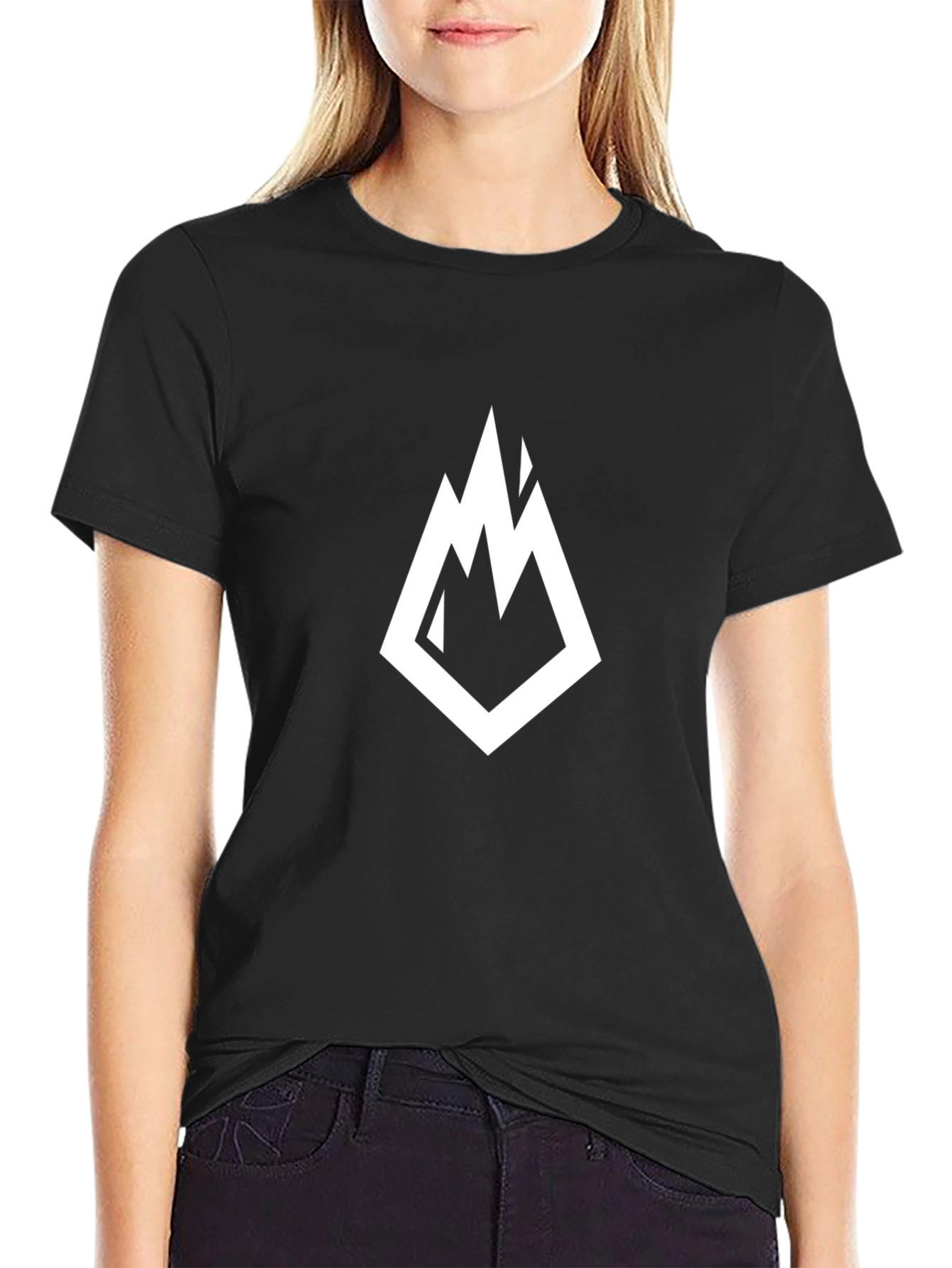 Black T-Shirt with Mountain Peak Logo