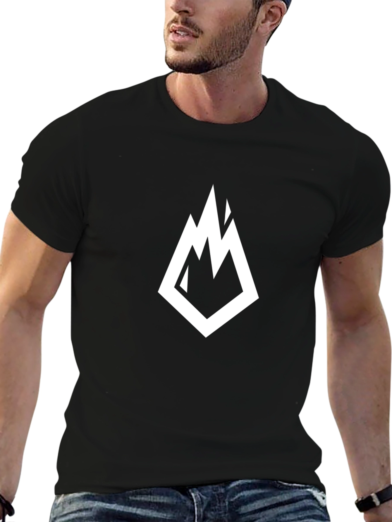 Black T-Shirt with Mountain Peak Logo
