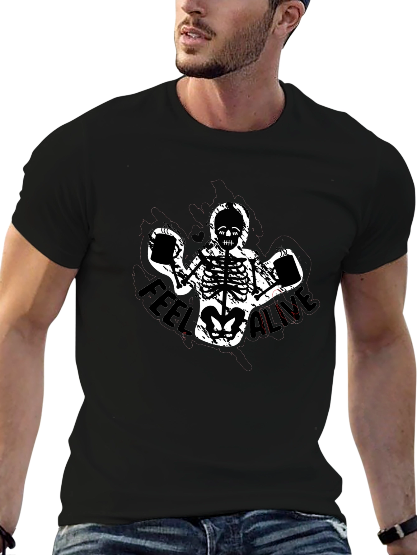 Feel Alive Skeleton Graphic T-Shirt