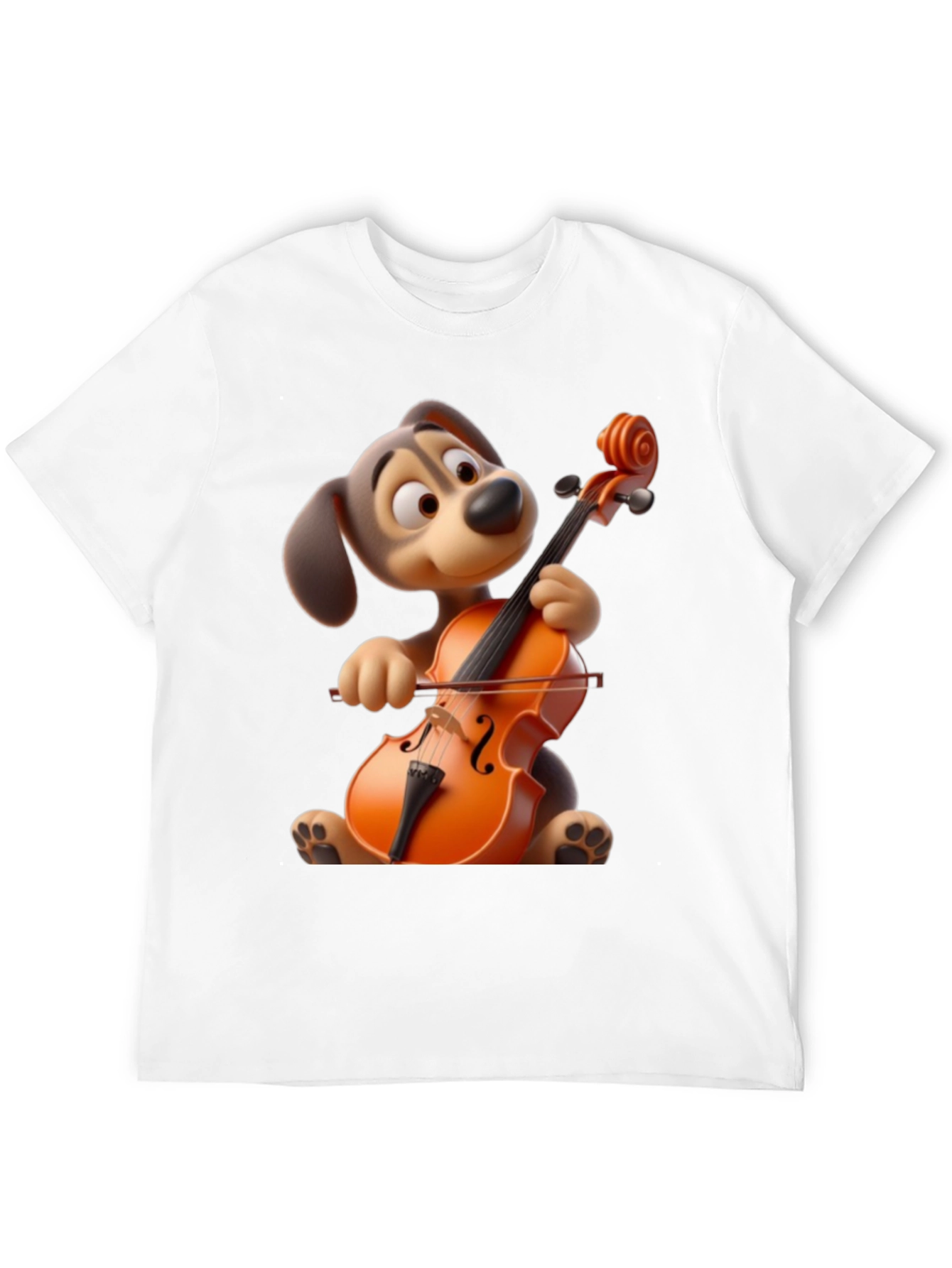 Dog Playing Cello Graphic Tee - Cartoon Style