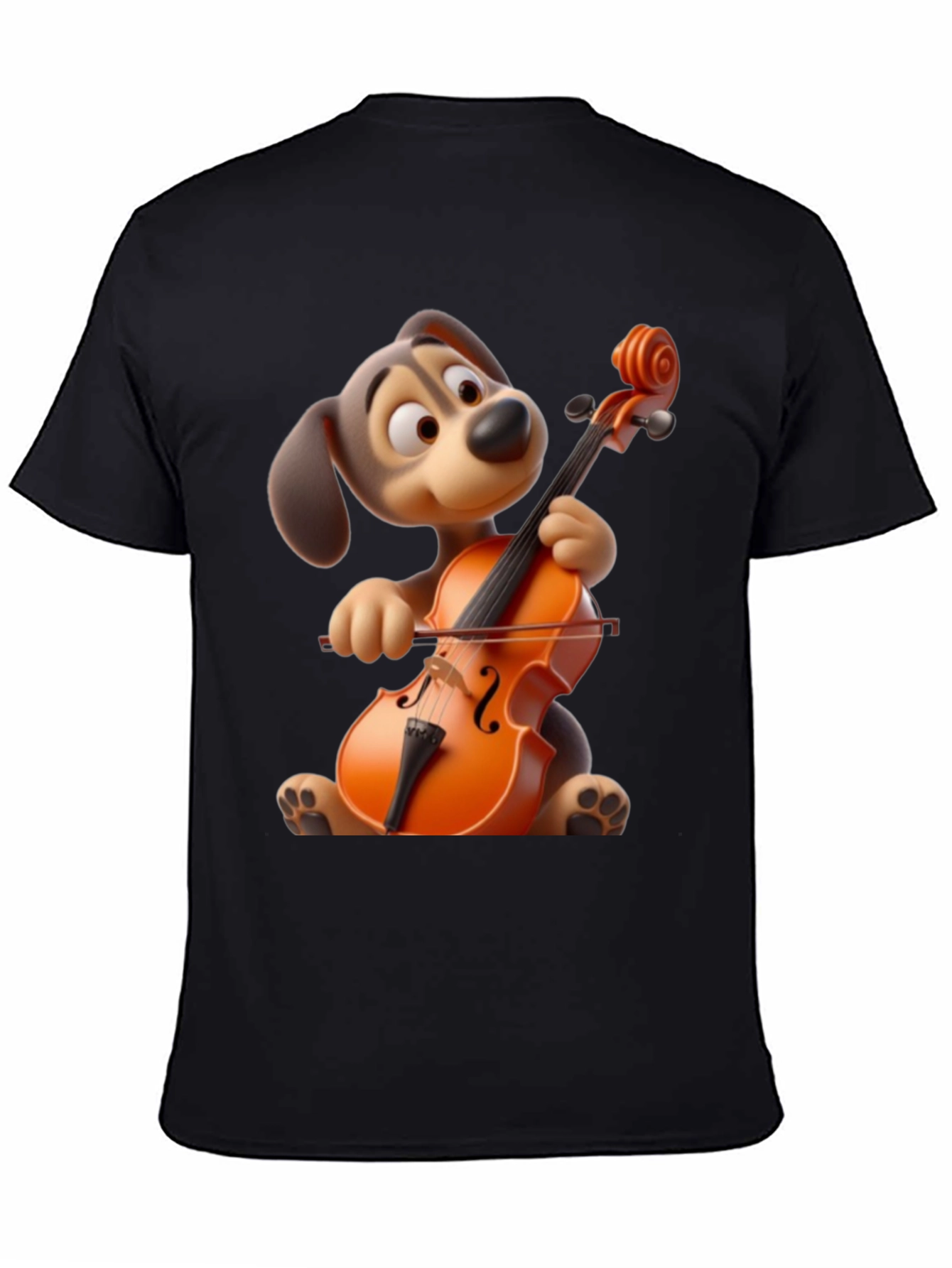 Dog Playing Cello Graphic Tee - Cartoon Style