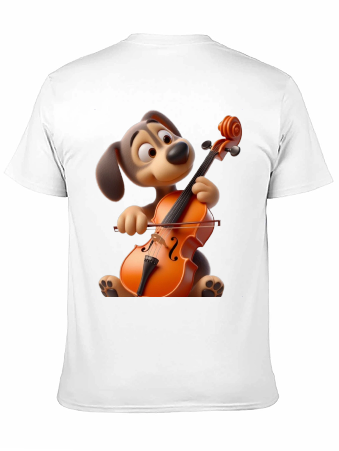 Dog Playing Cello Graphic Tee - Cartoon Style