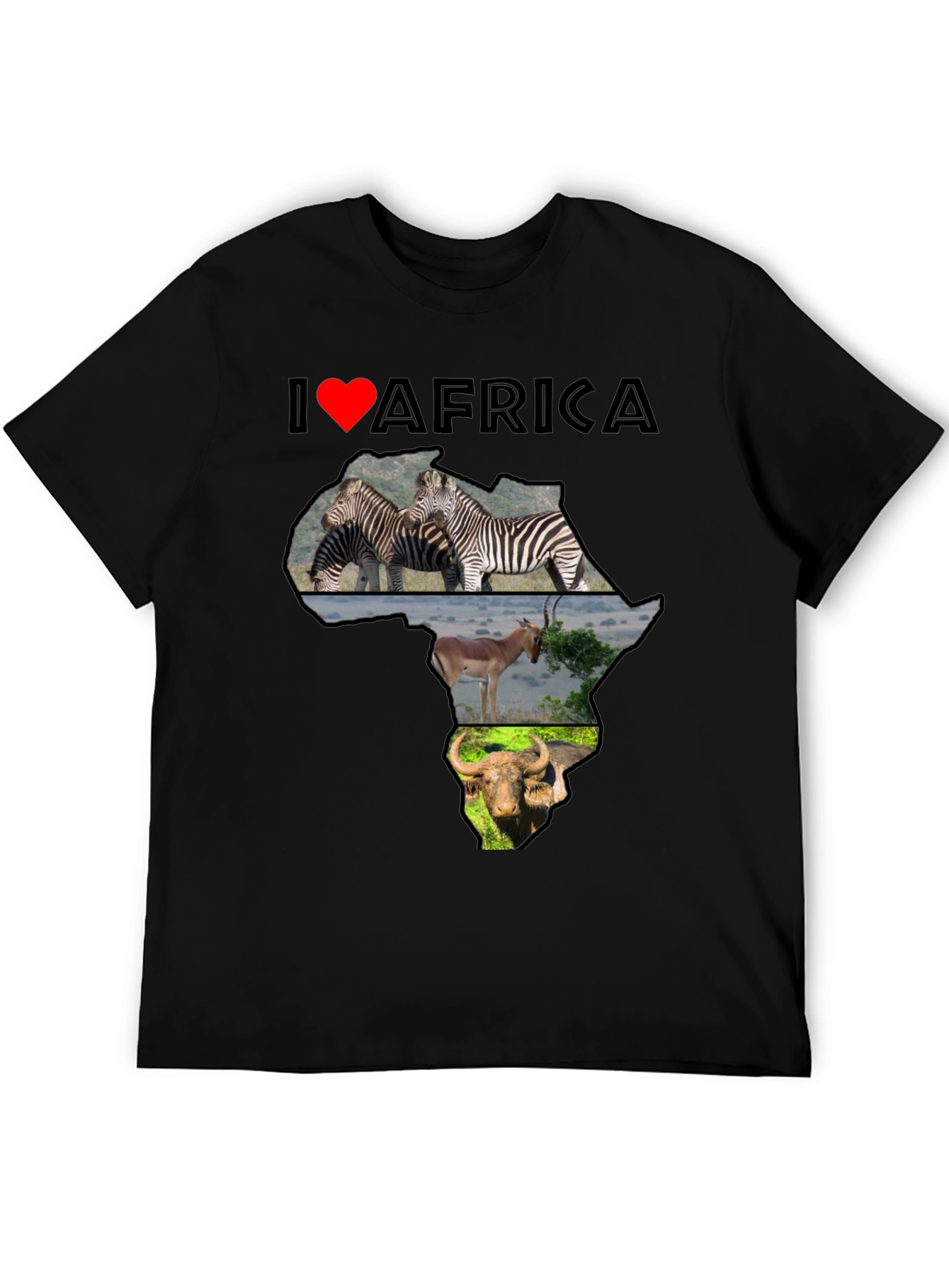 I Love Africa Graphic T-Shirt - Wildlife Design