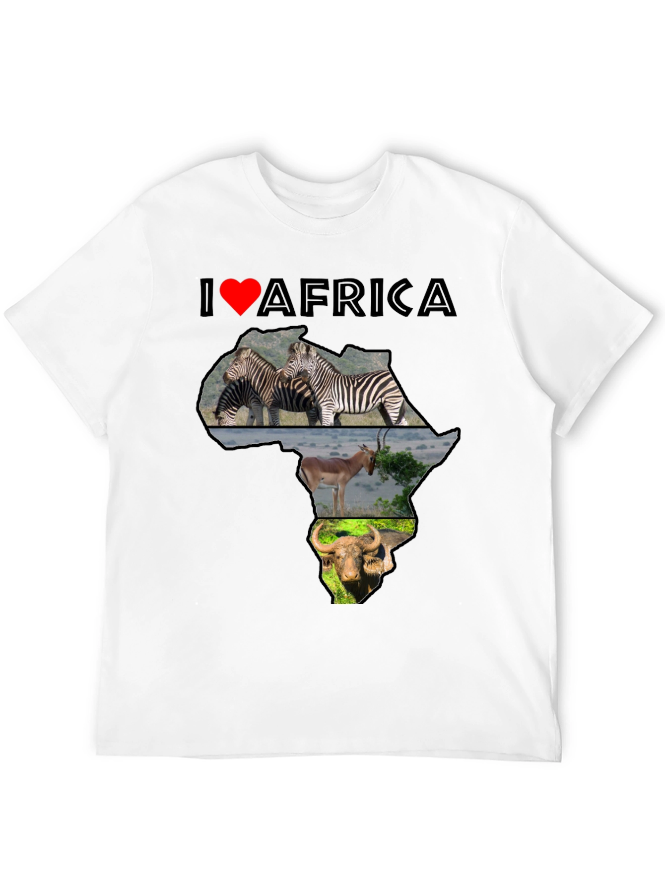 I Love Africa Graphic T-Shirt - Wildlife Design