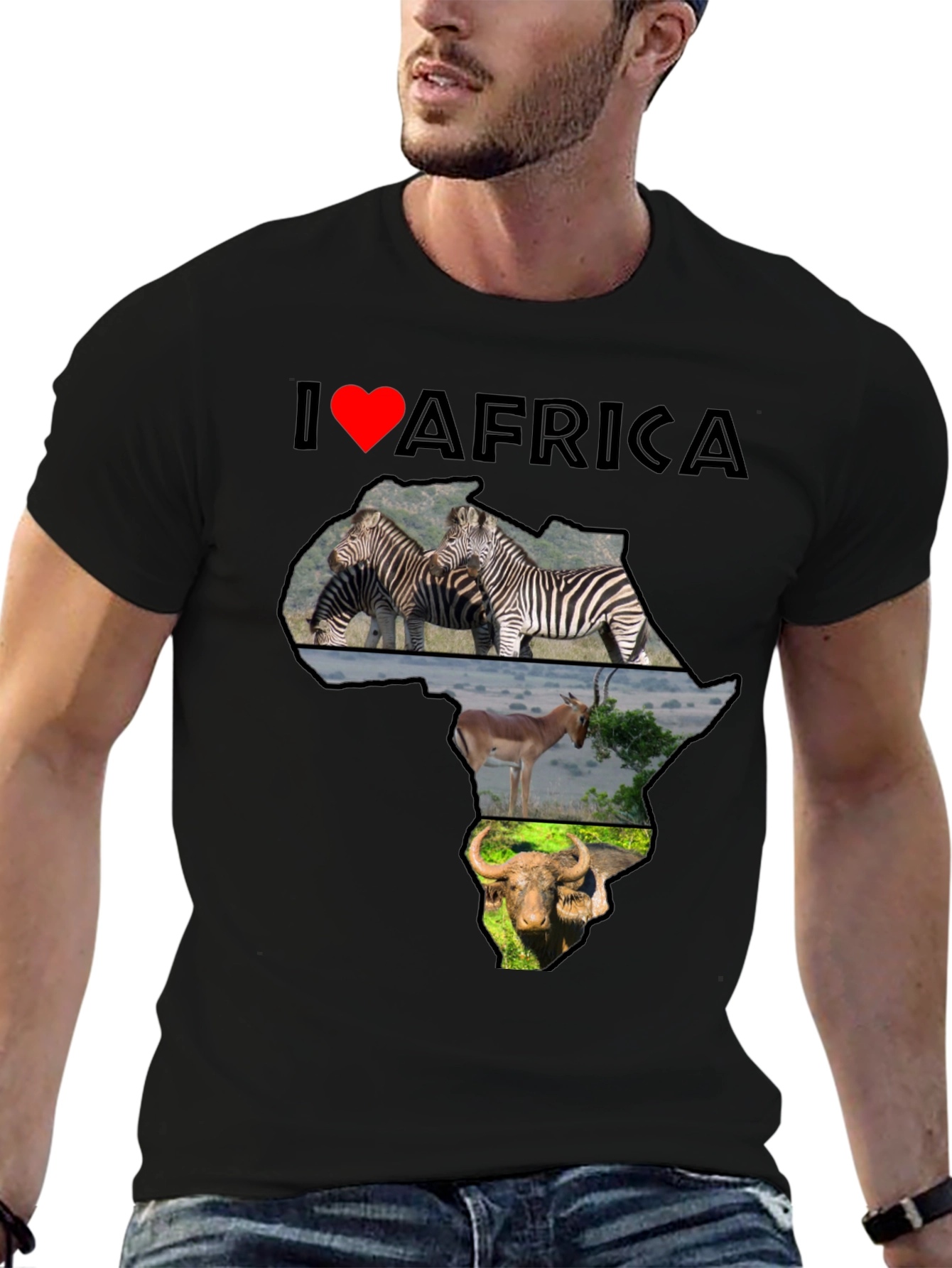 I Love Africa Graphic T-Shirt - Wildlife Design