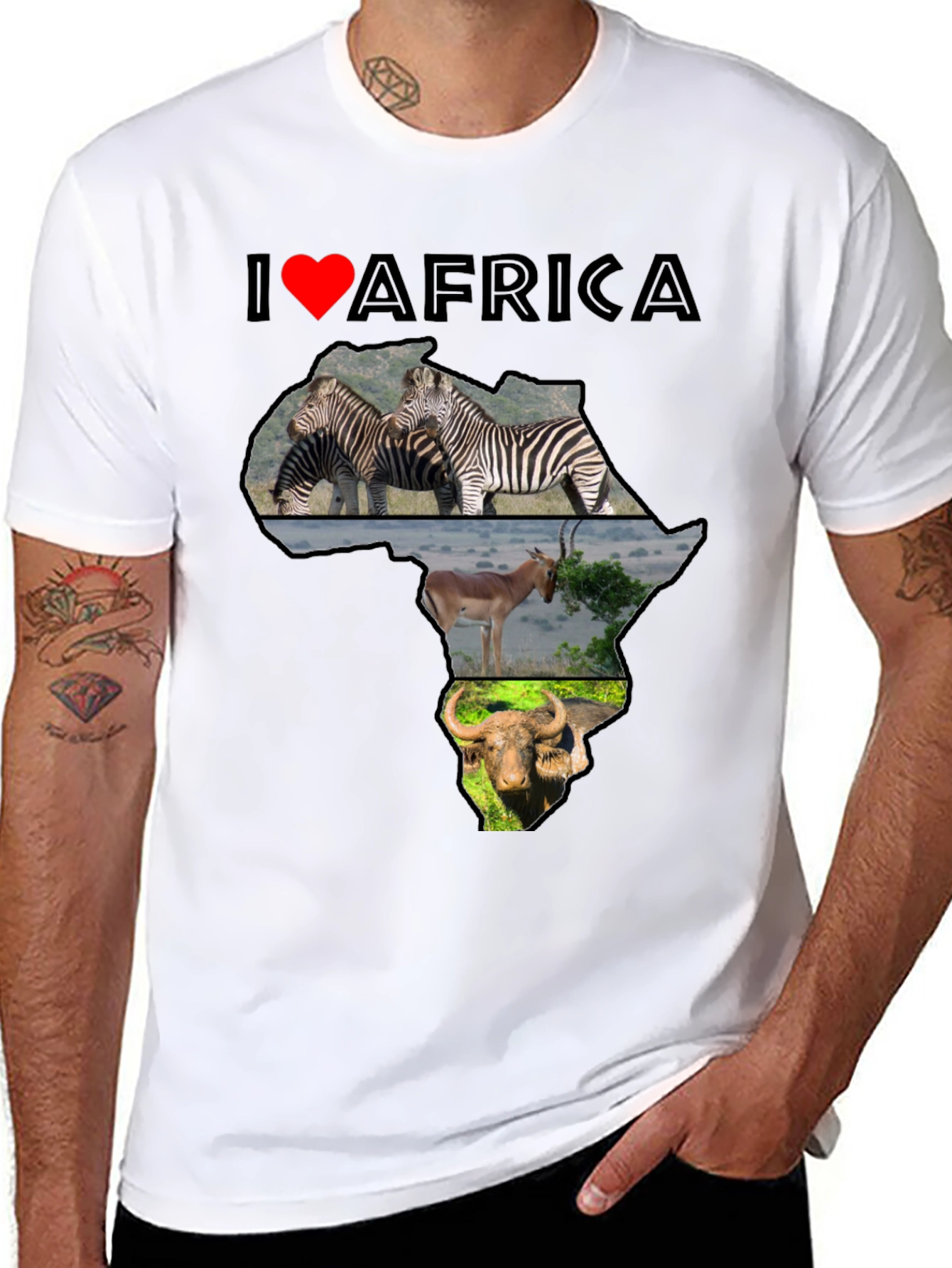 I Love Africa Graphic T-Shirt - Wildlife Design