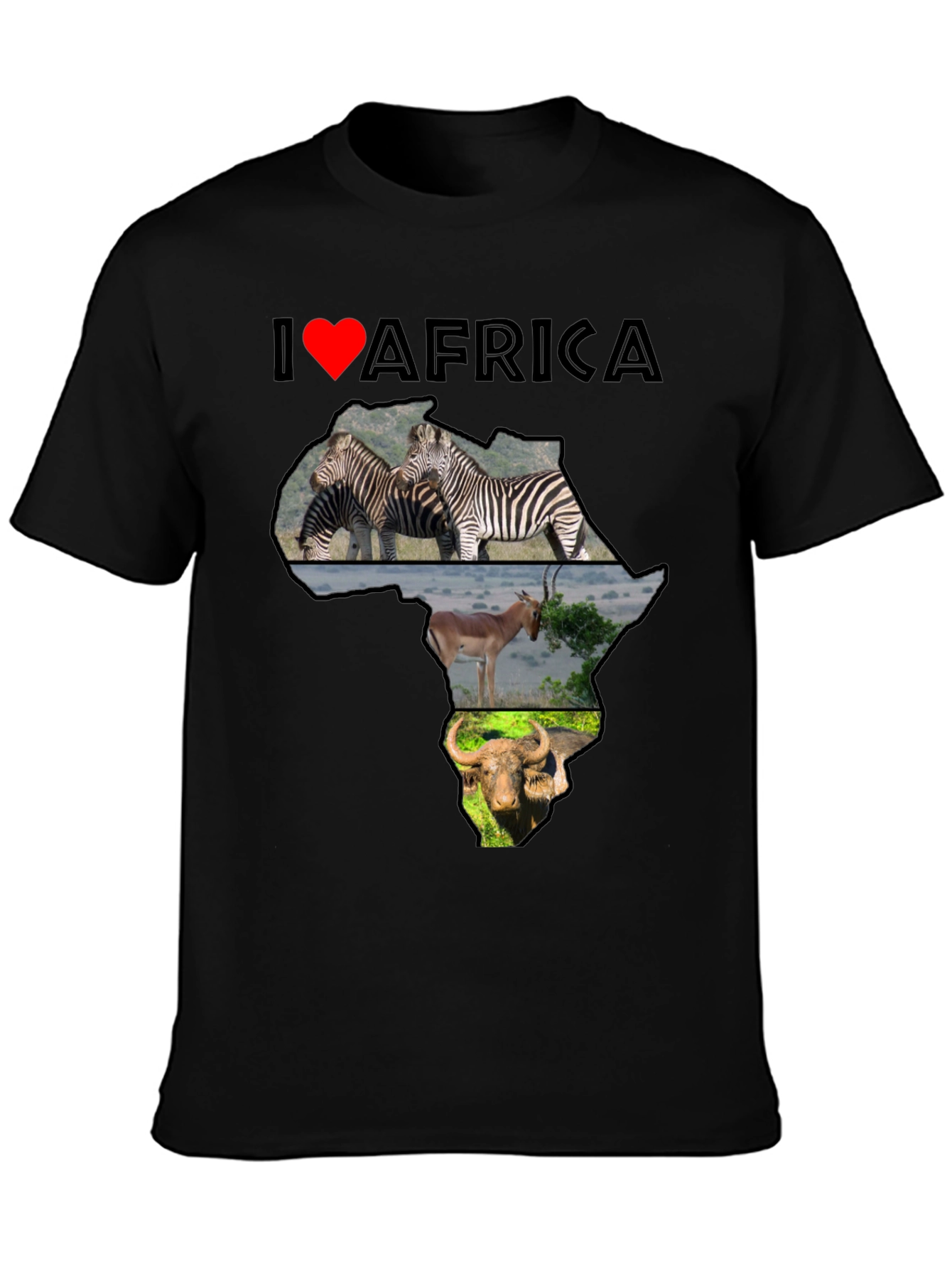 I Love Africa Graphic T-Shirt - Wildlife Design