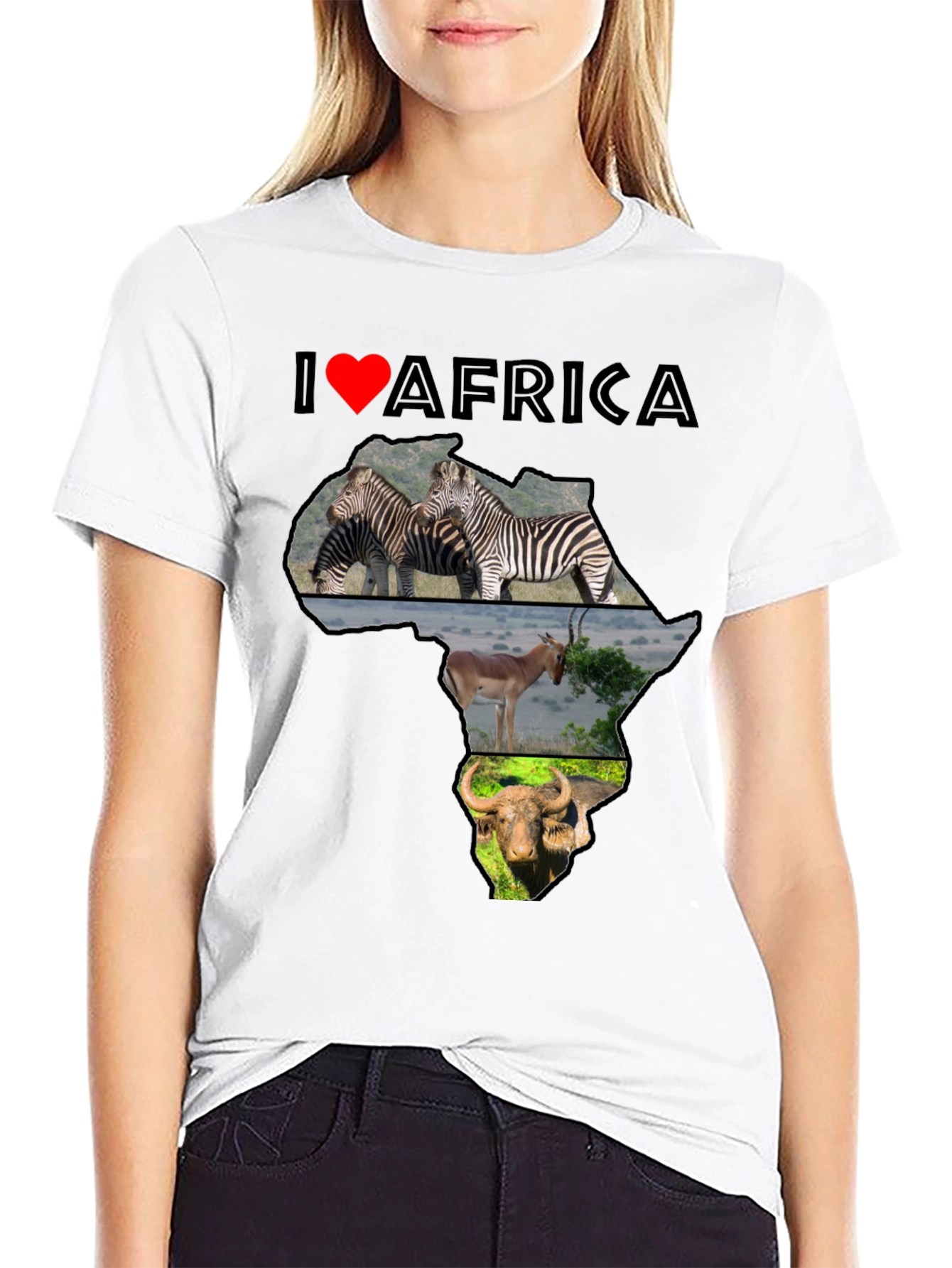 I Love Africa Graphic T-Shirt - Wildlife Design
