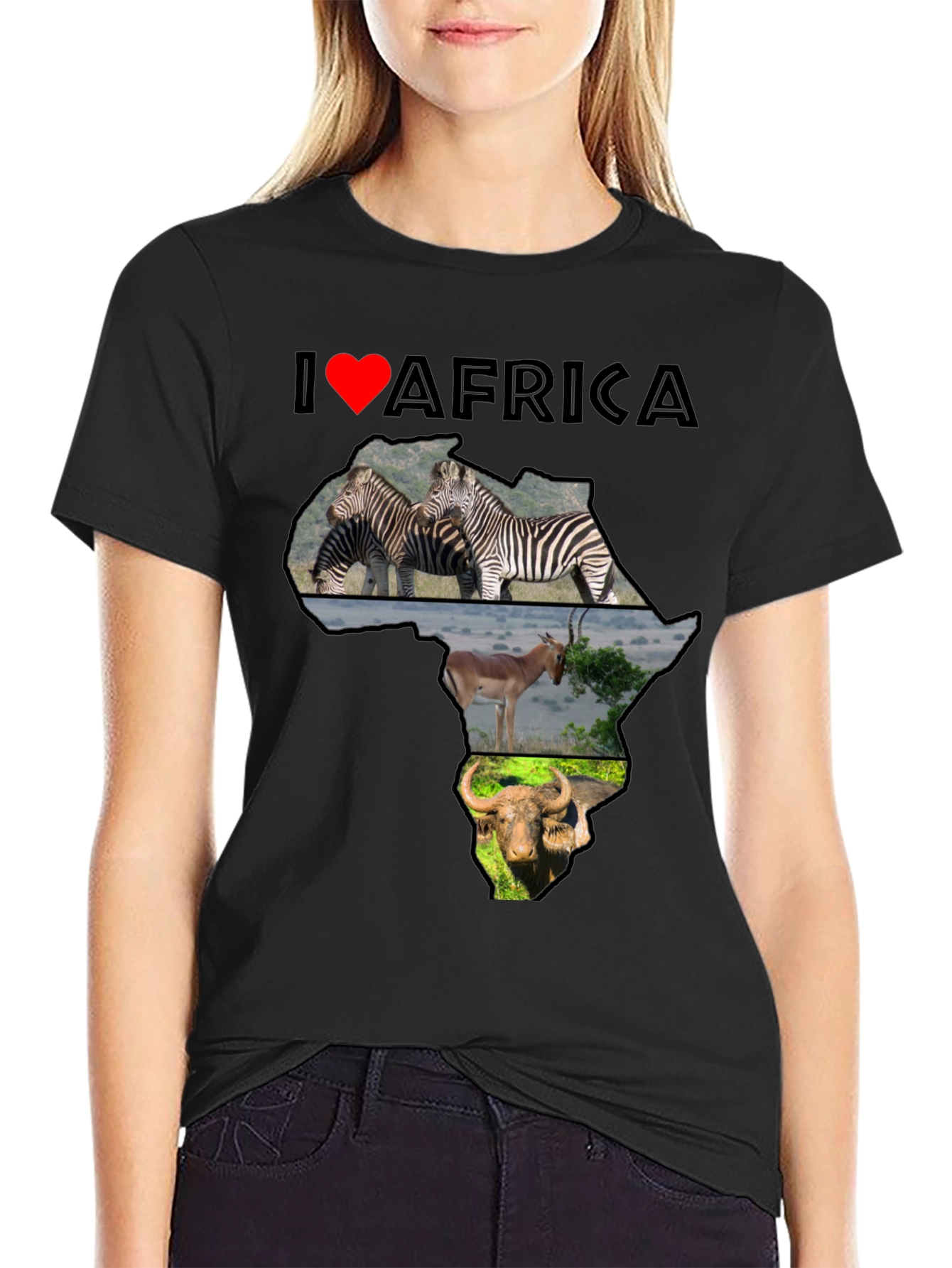 I Love Africa Graphic T-Shirt - Wildlife Design