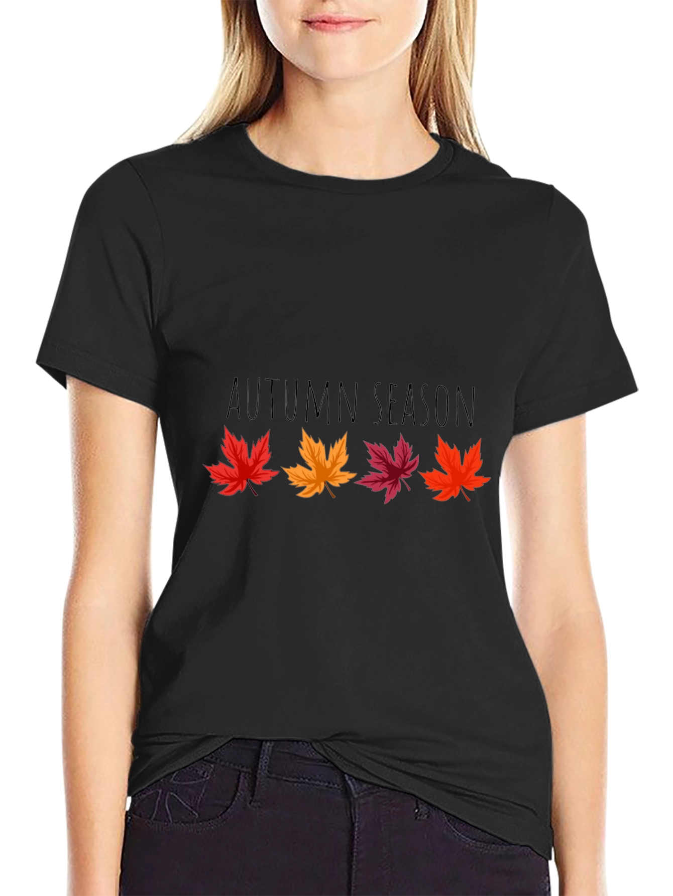 Autumn Season Black Graphic T-Shirt