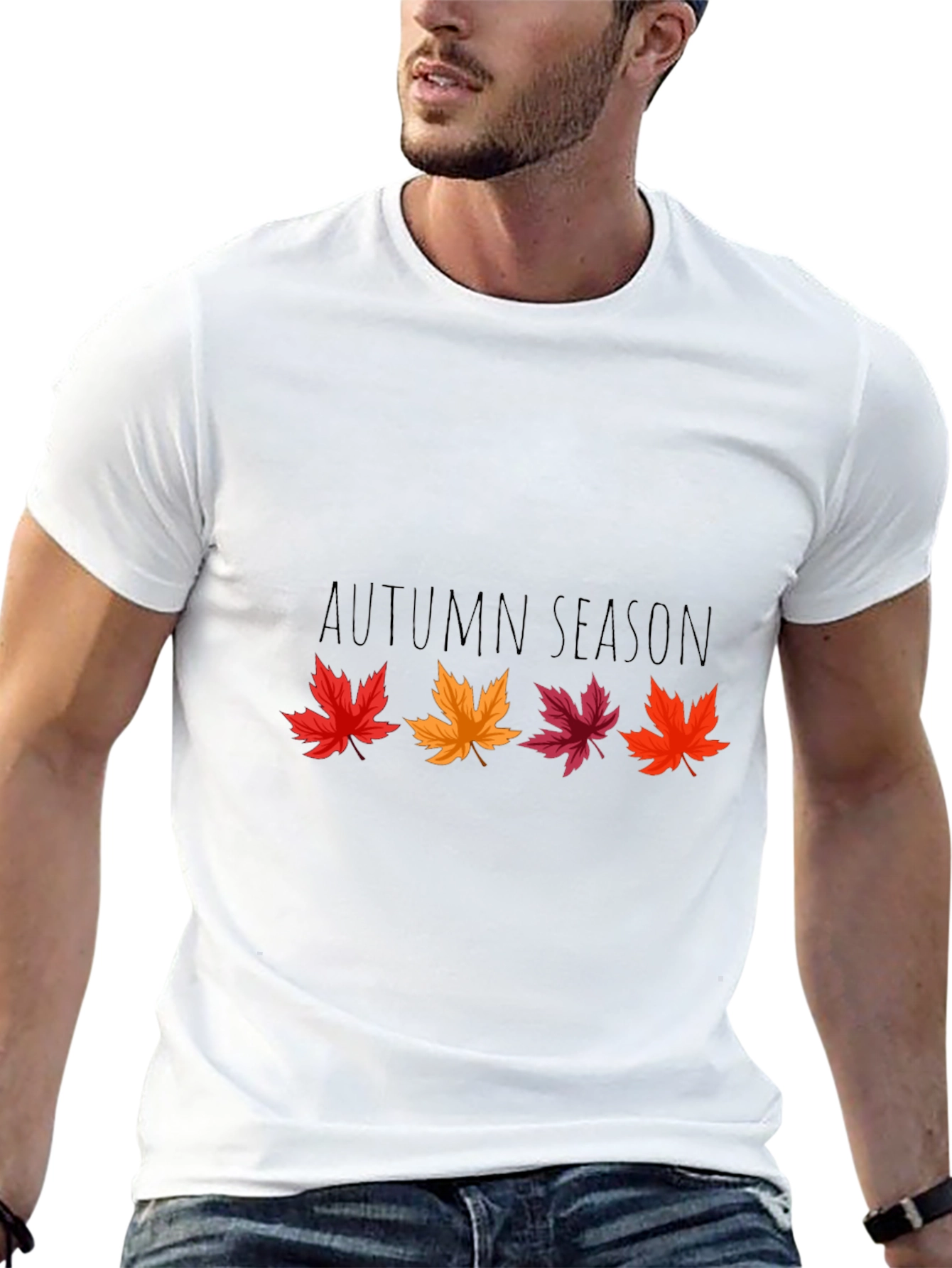Autumn Season Black Graphic T-Shirt