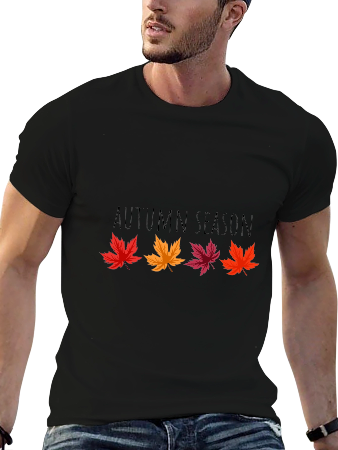 Autumn Season Black Graphic T-Shirt