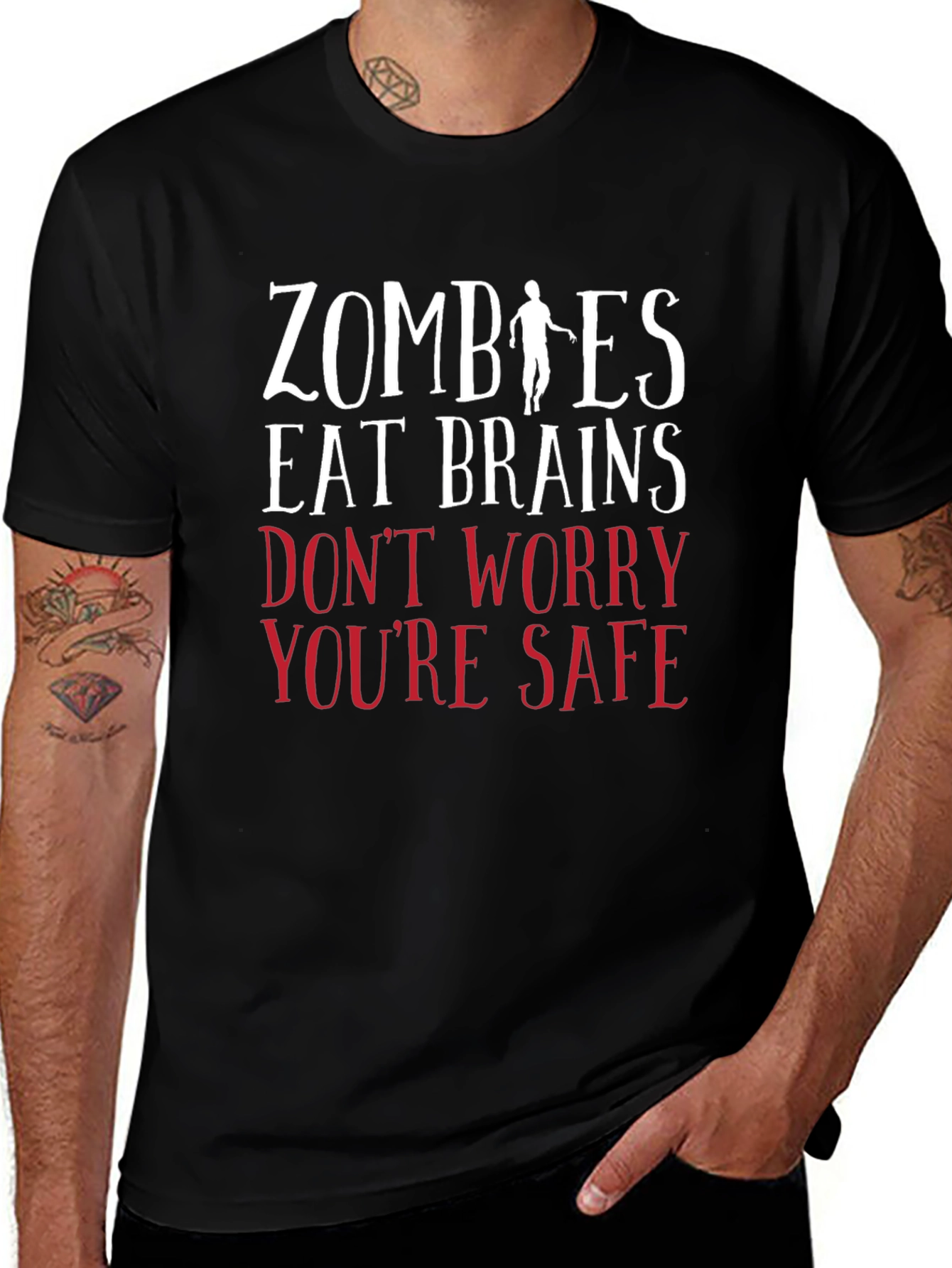 Zombies Eat Brains Funny Graphic T-Shirt