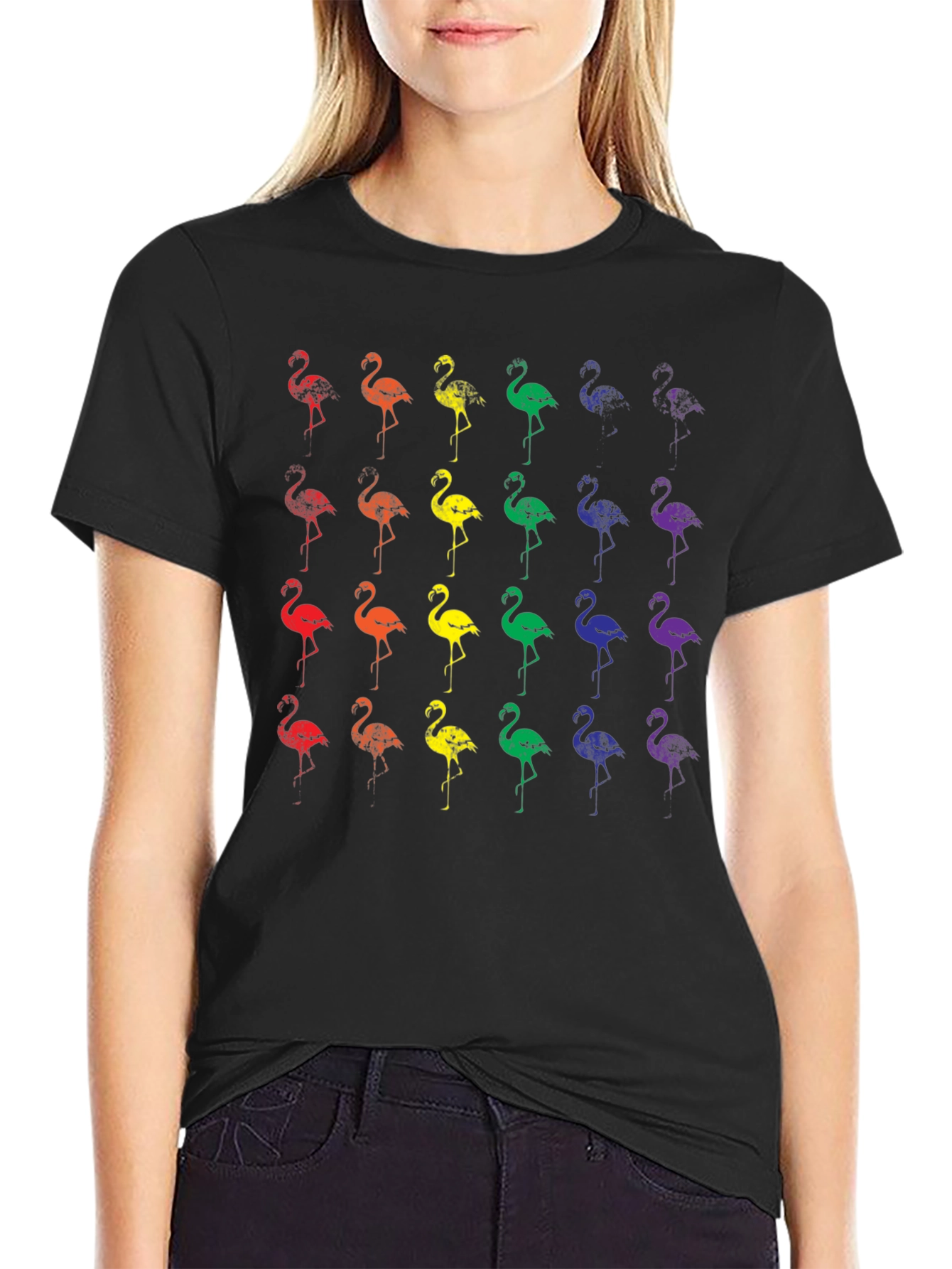 Rainbow Flamingo Graphic T-Shirt - Casual Style