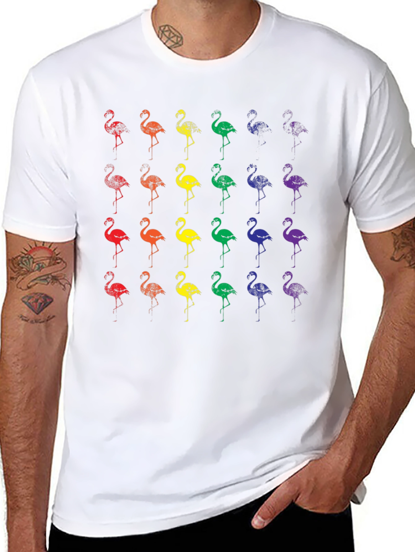 Rainbow Flamingo Graphic T-Shirt - Casual Style