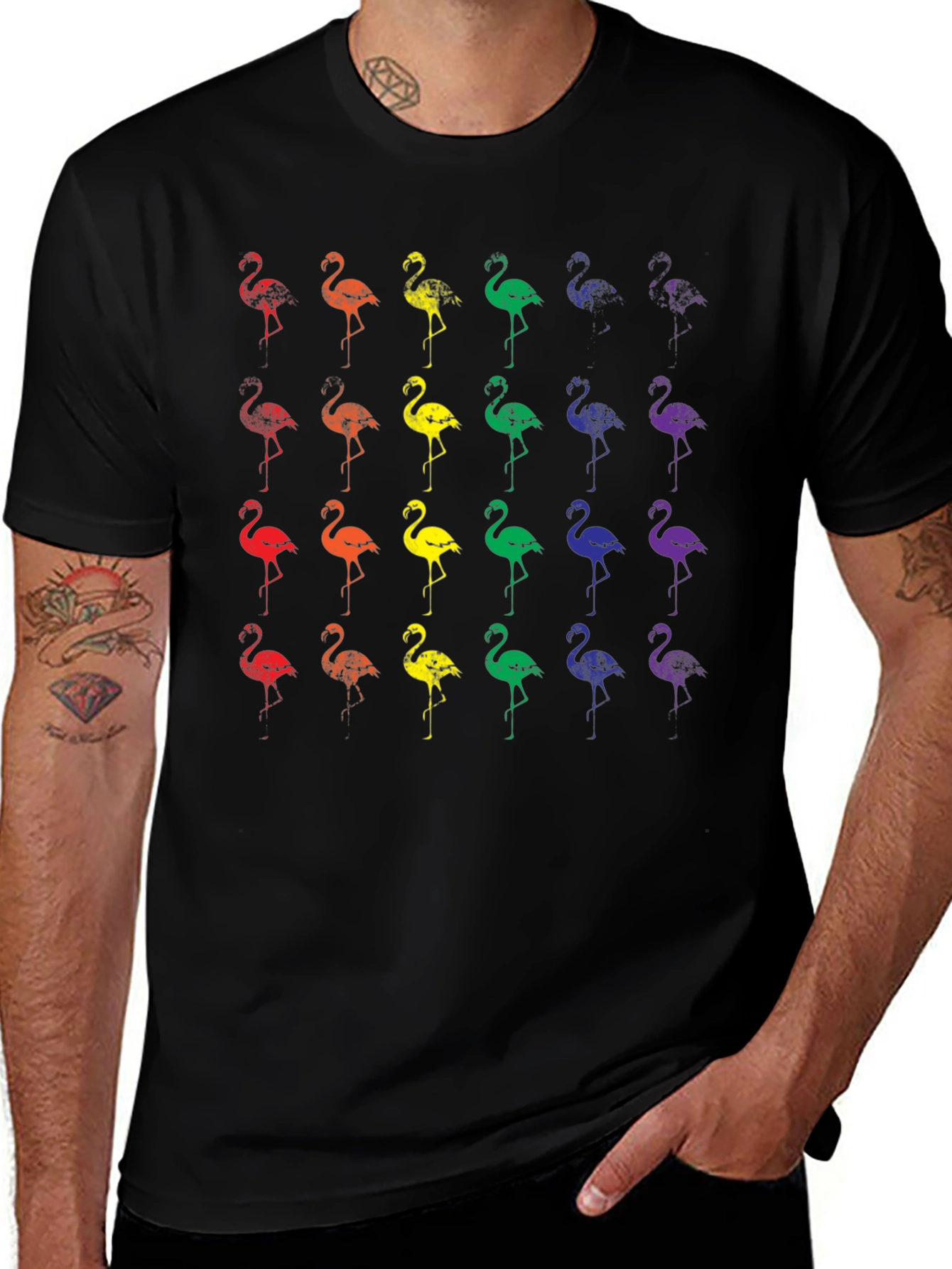 Rainbow Flamingo Graphic T-Shirt - Casual Style