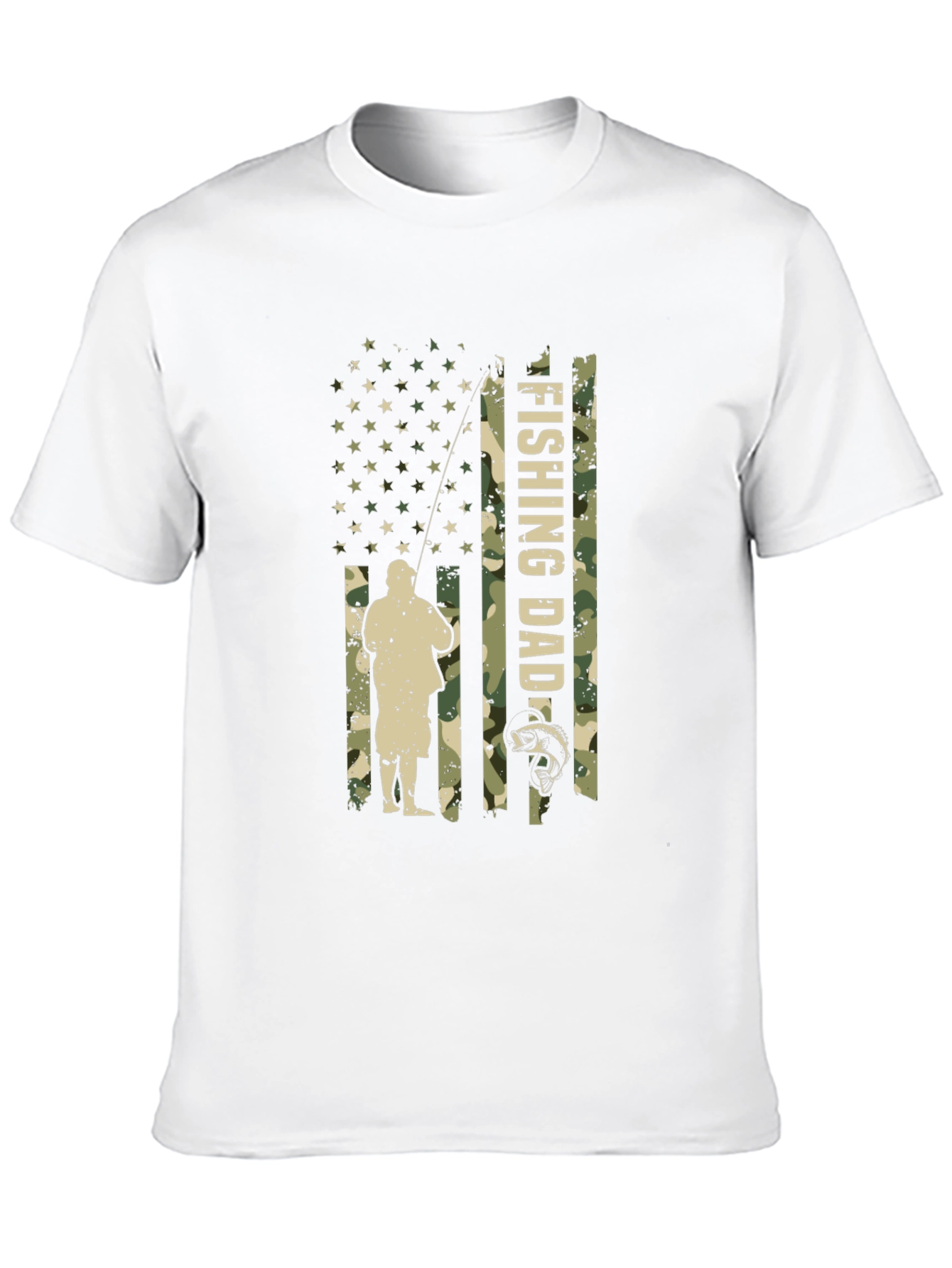 Fishing Dad Camo USA Flag T-Shirt