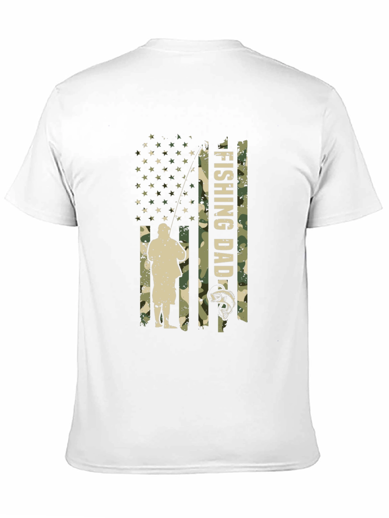 Fishing Dad Camo USA Flag T-Shirt