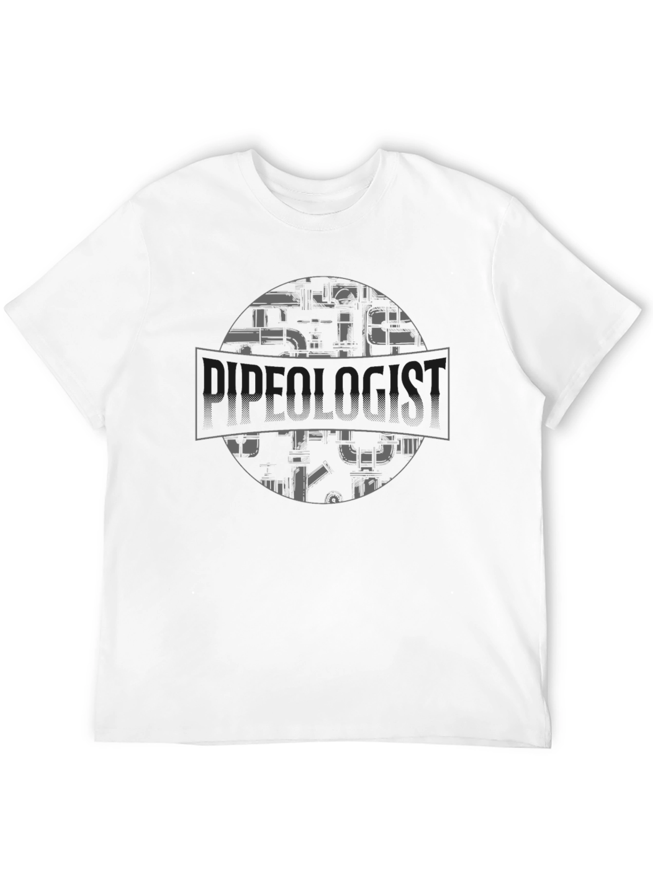 Plumber T-Shirt - Pipe Circle Graphic Tee - Black