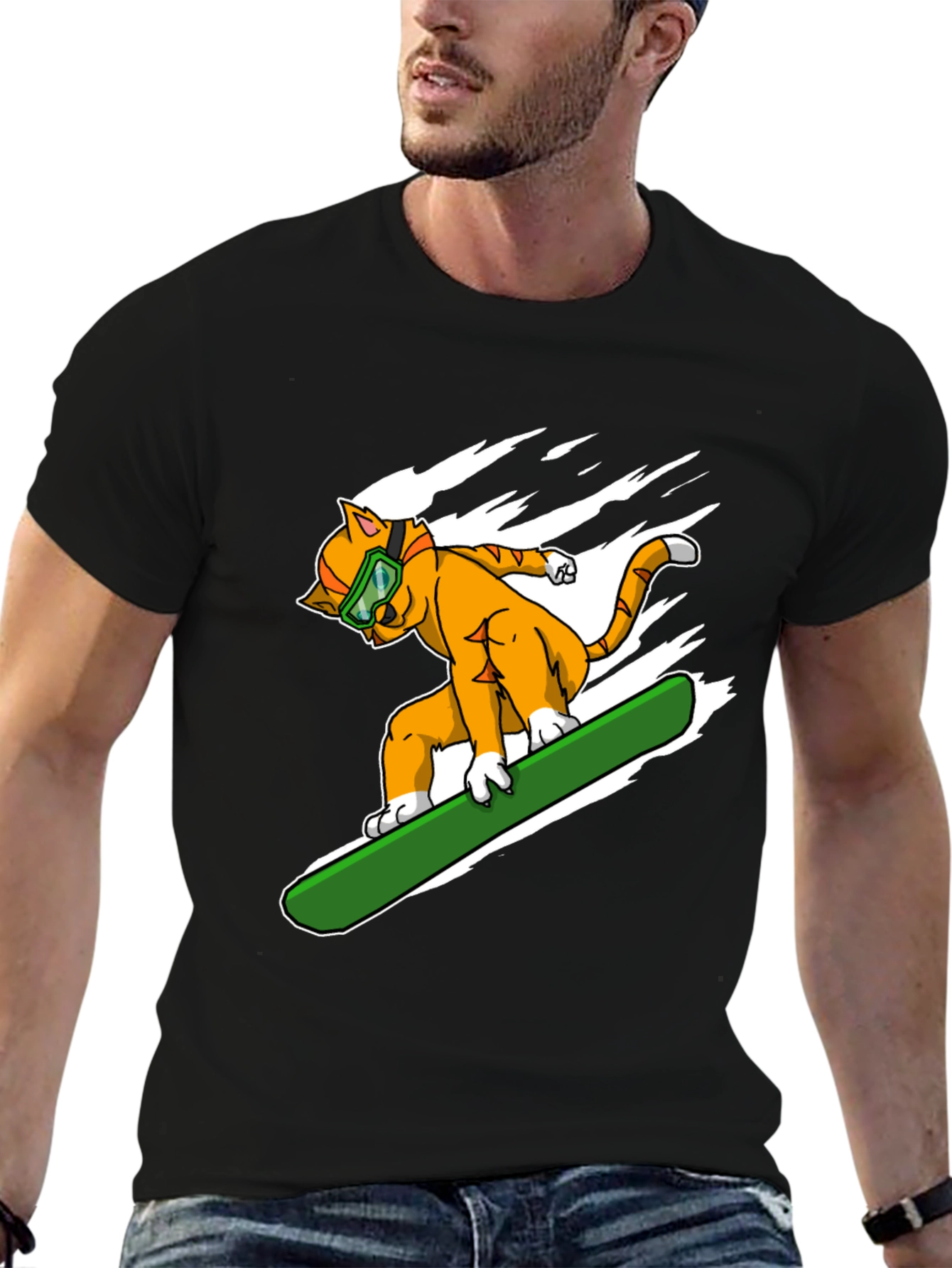 Cool Cat Snowboarding Graphic Tee
