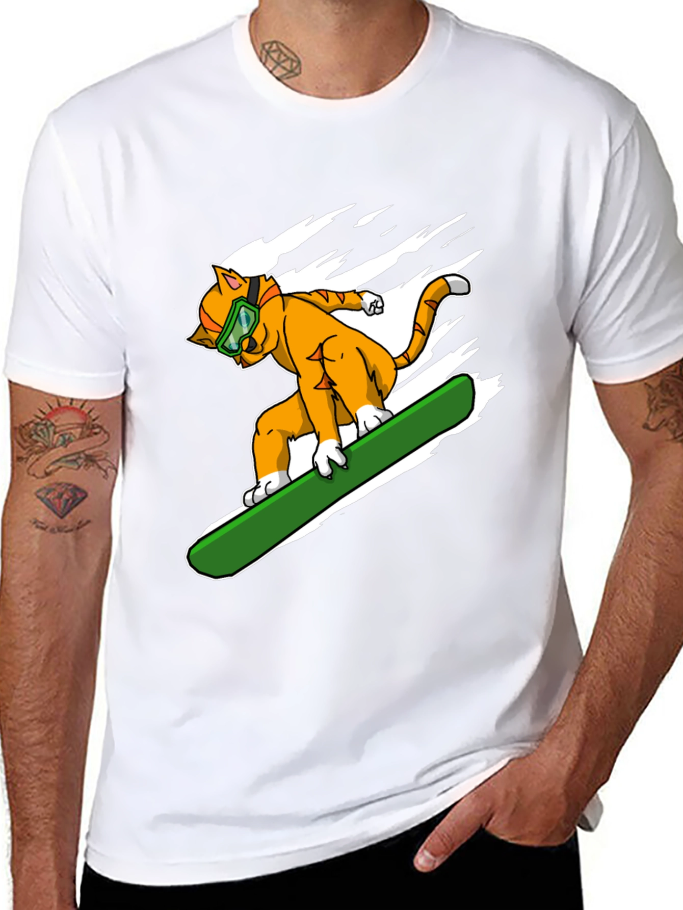 Cool Cat Snowboarding Graphic Tee