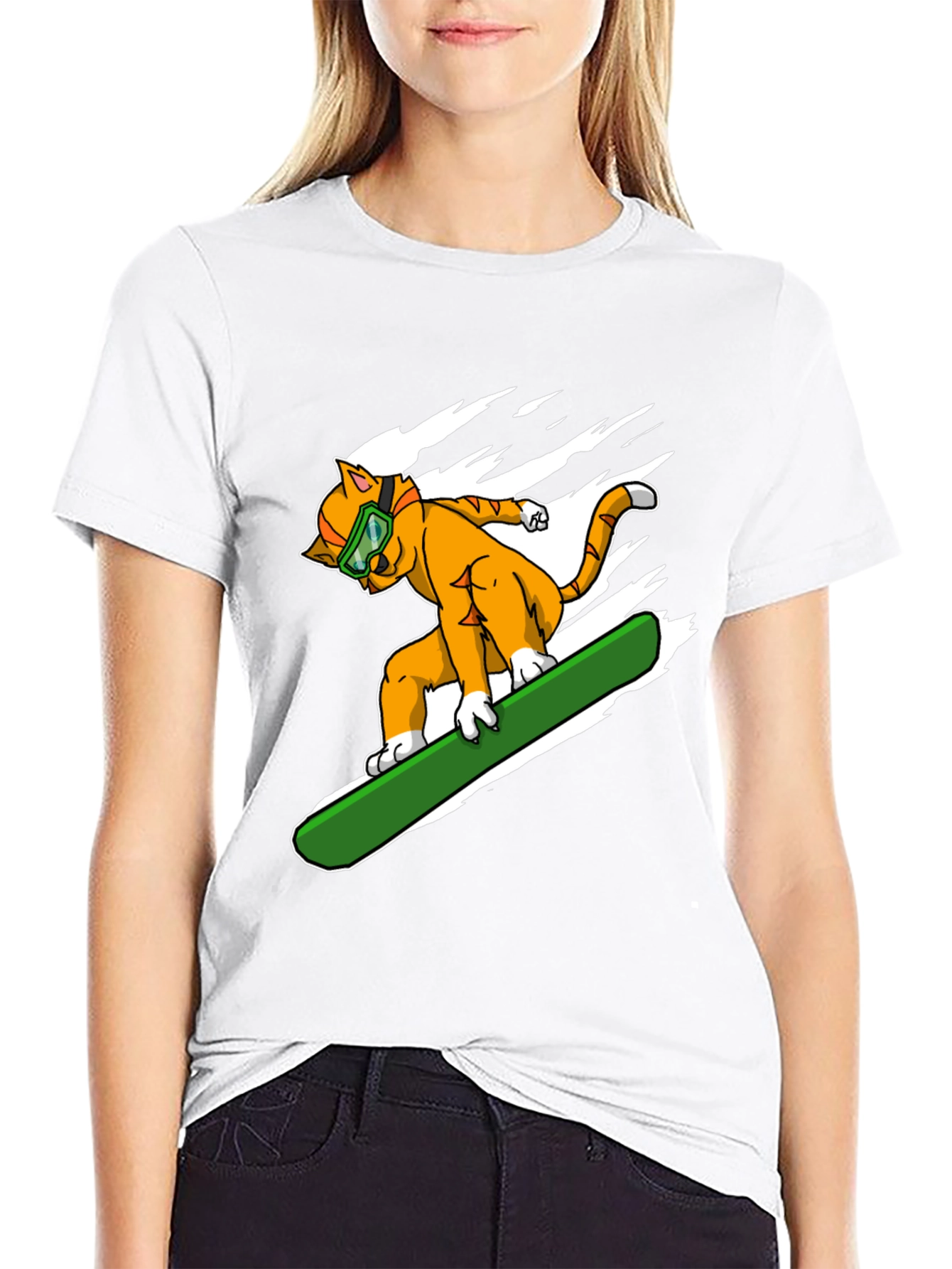 Cool Cat Snowboarding Graphic Tee