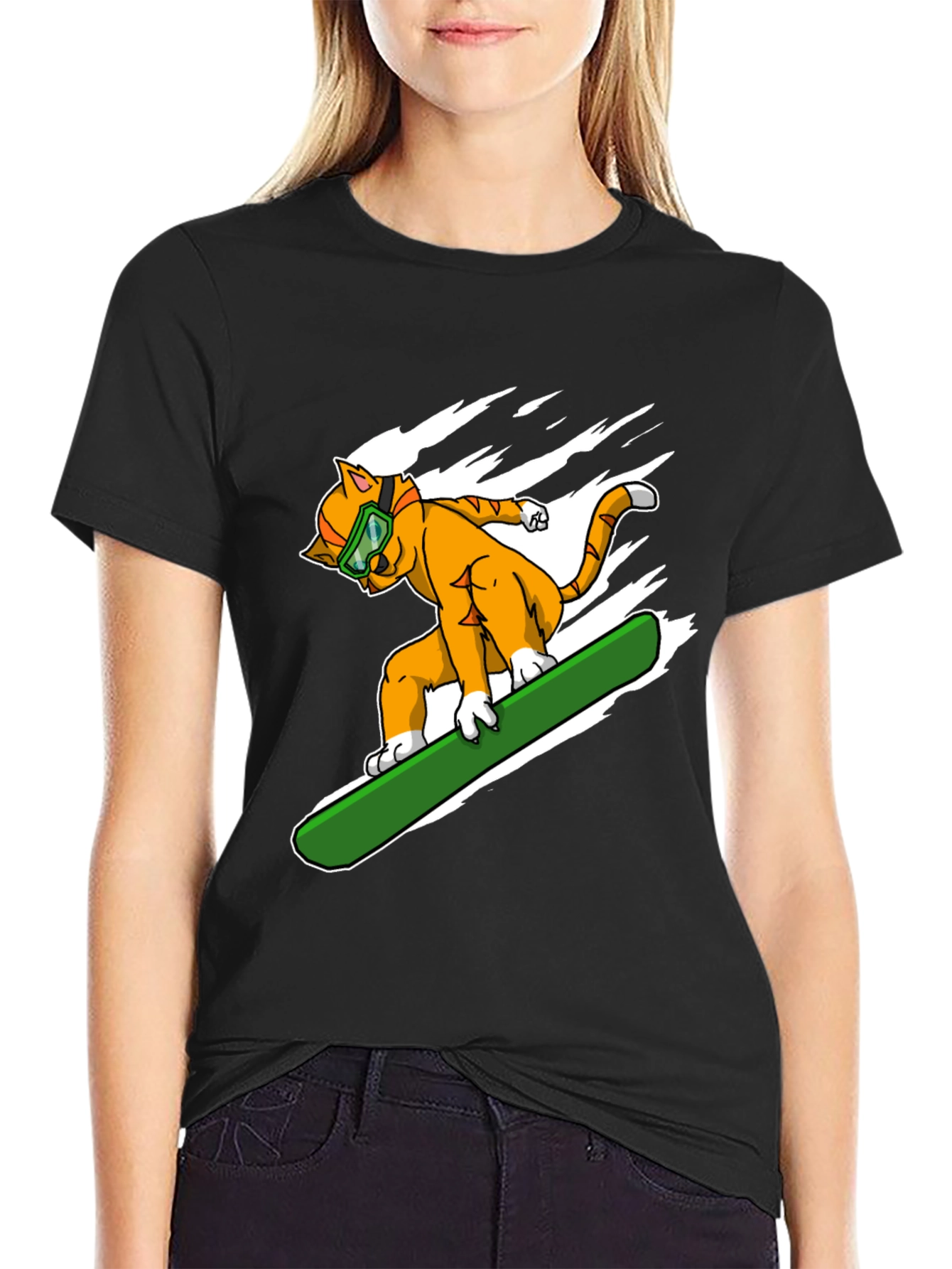 Cool Cat Snowboarding Graphic Tee