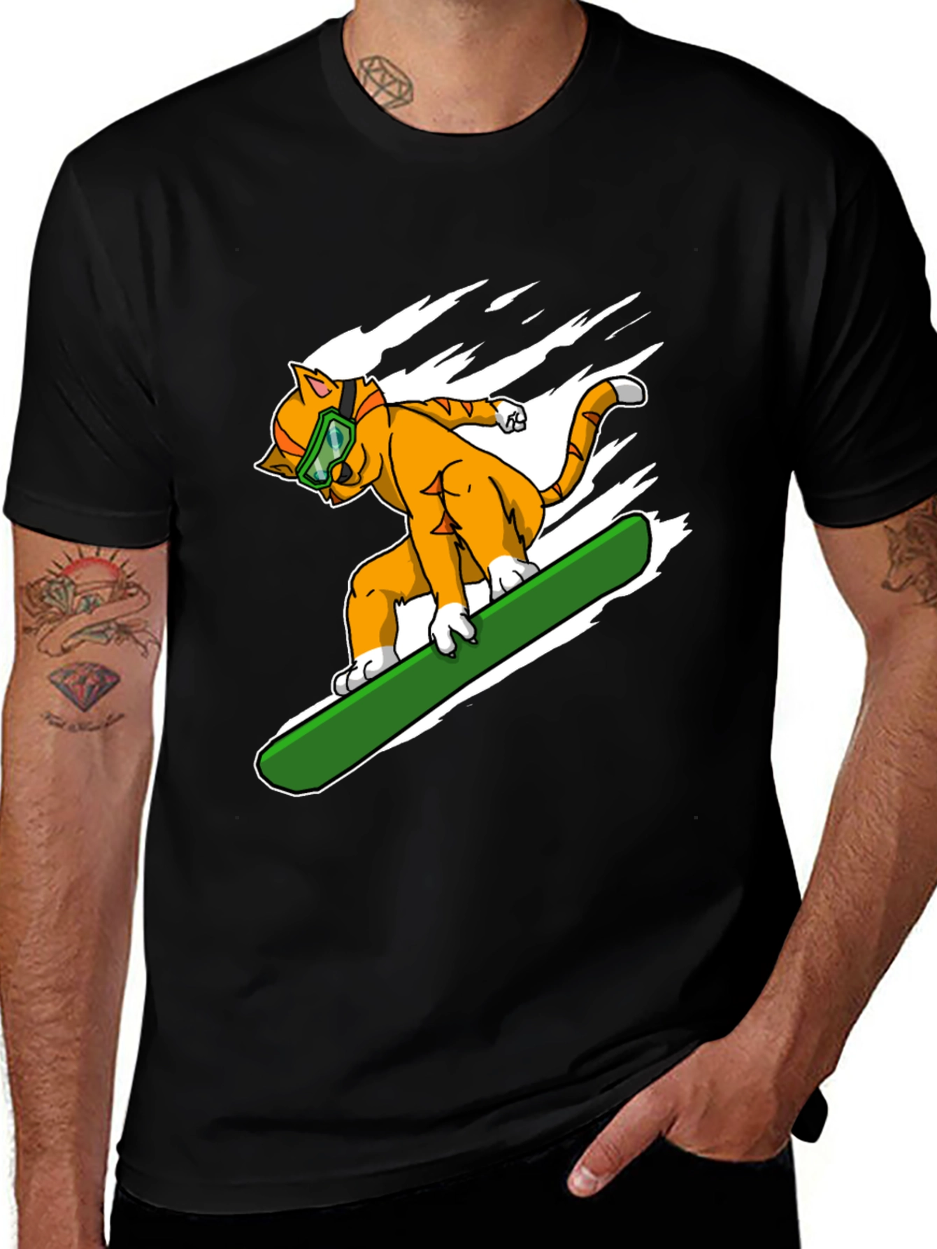 Cool Cat Snowboarding Graphic Tee