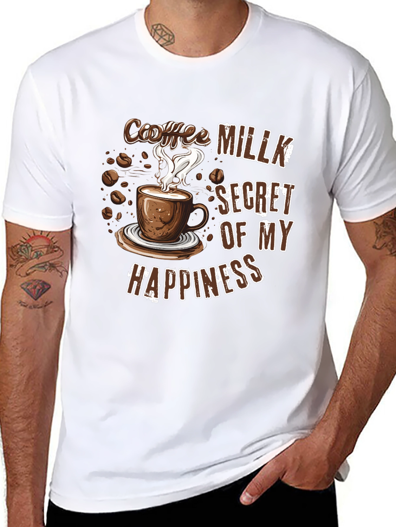 Coffee Milk Secret of My Happiness Black T-Shirt