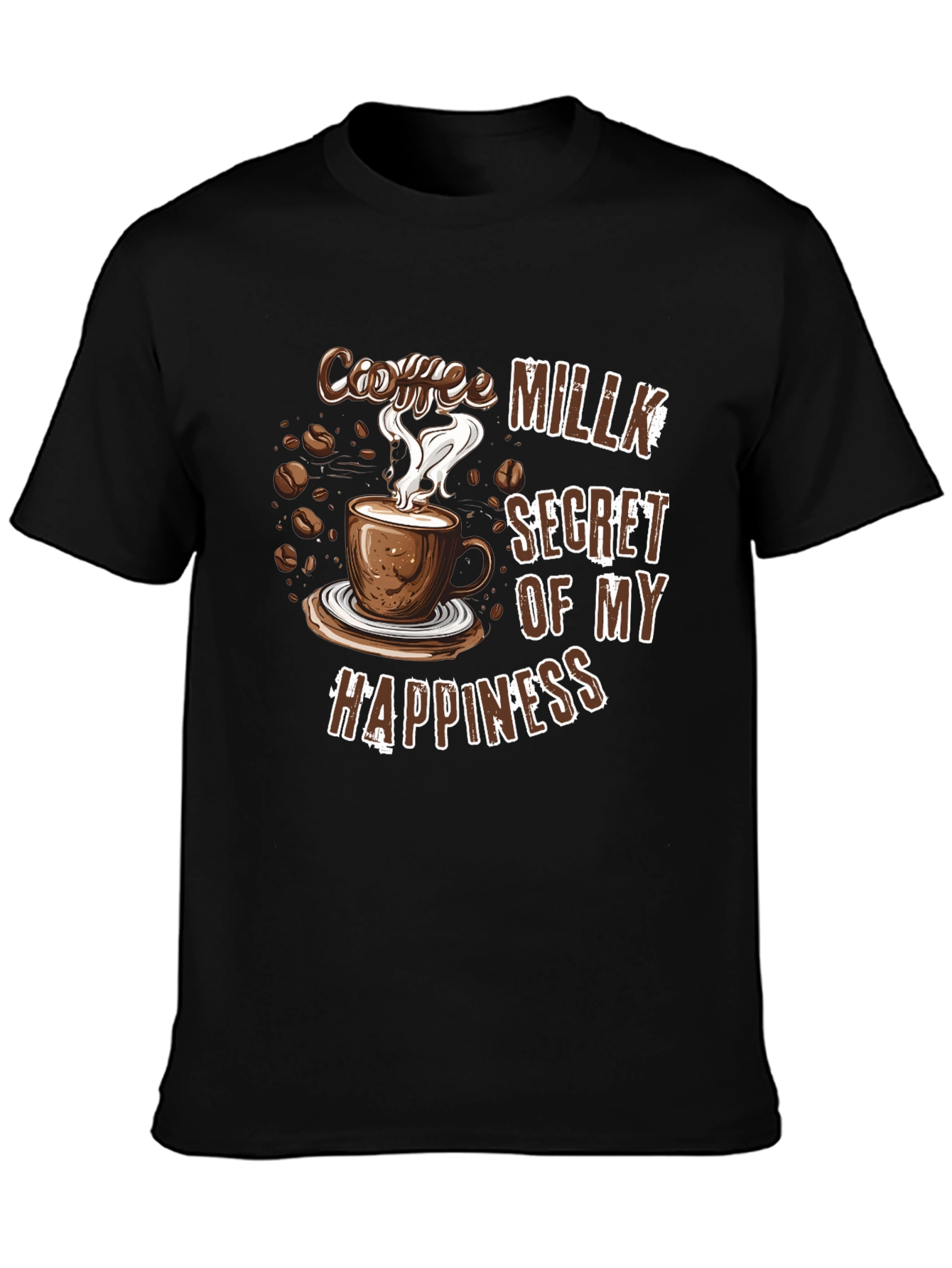 Coffee Milk Secret of My Happiness Black T-Shirt