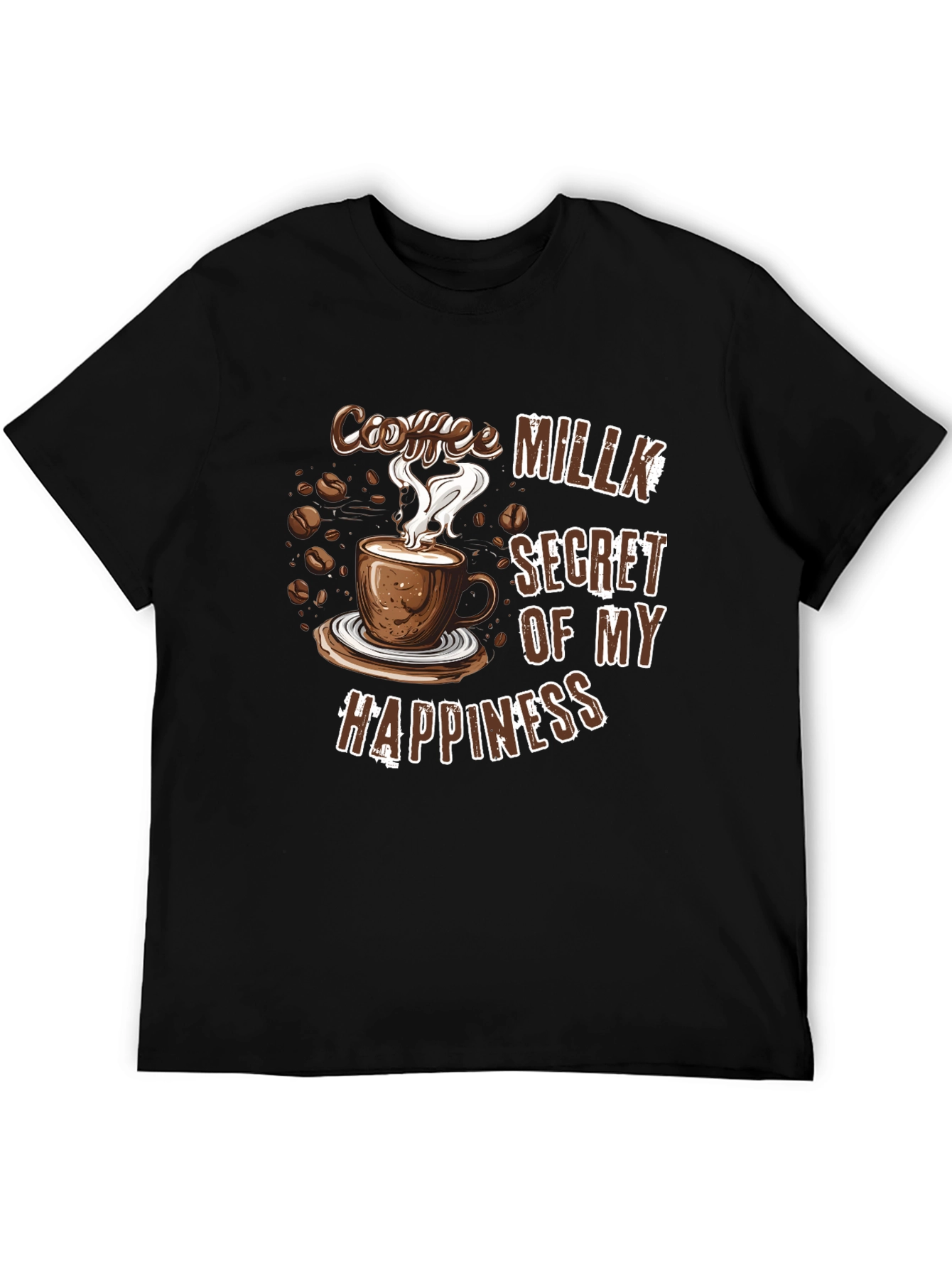 Coffee Milk Secret of My Happiness Black T-Shirt