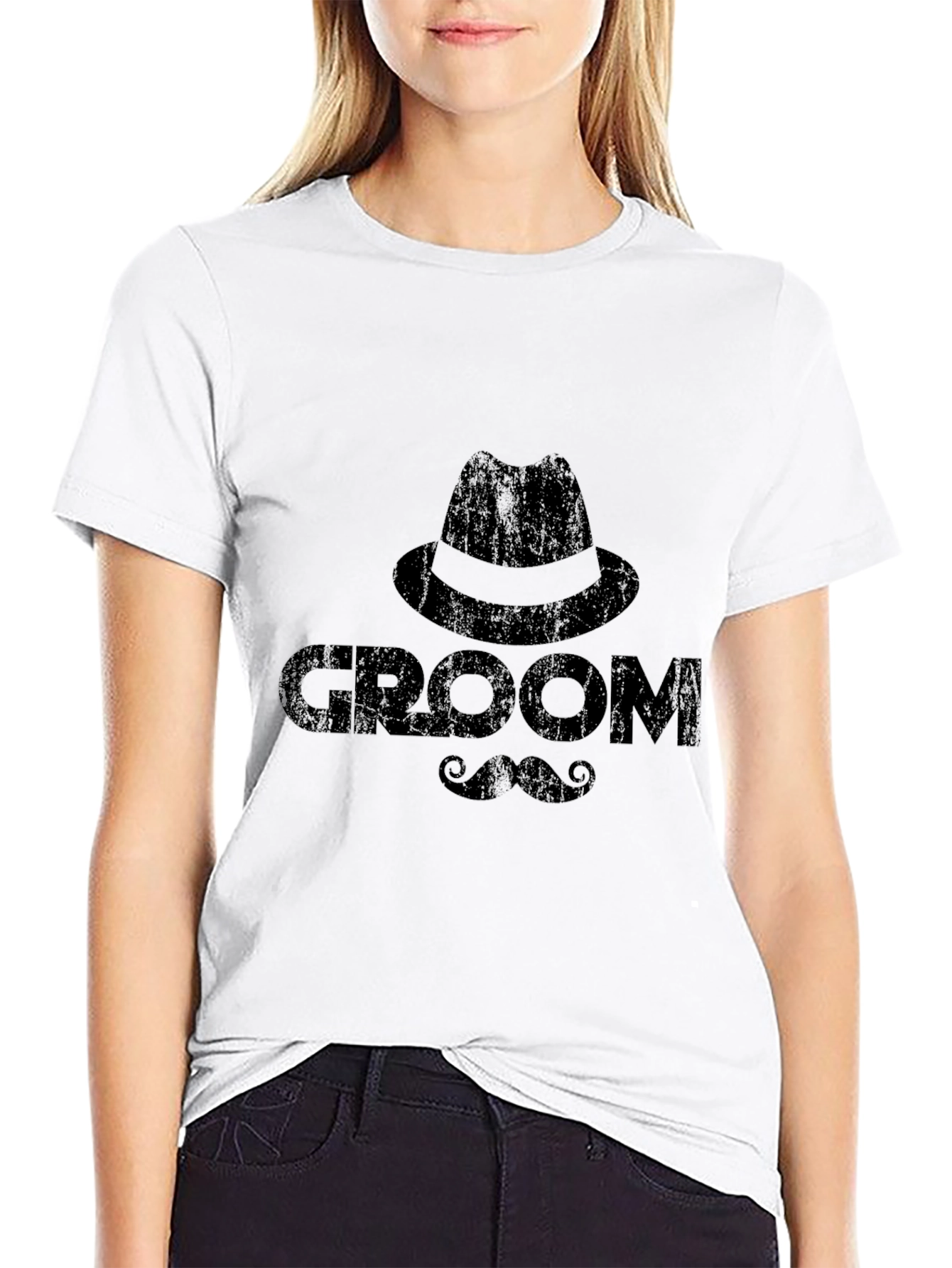 Groom T-Shirt - Hat & Mustache Design