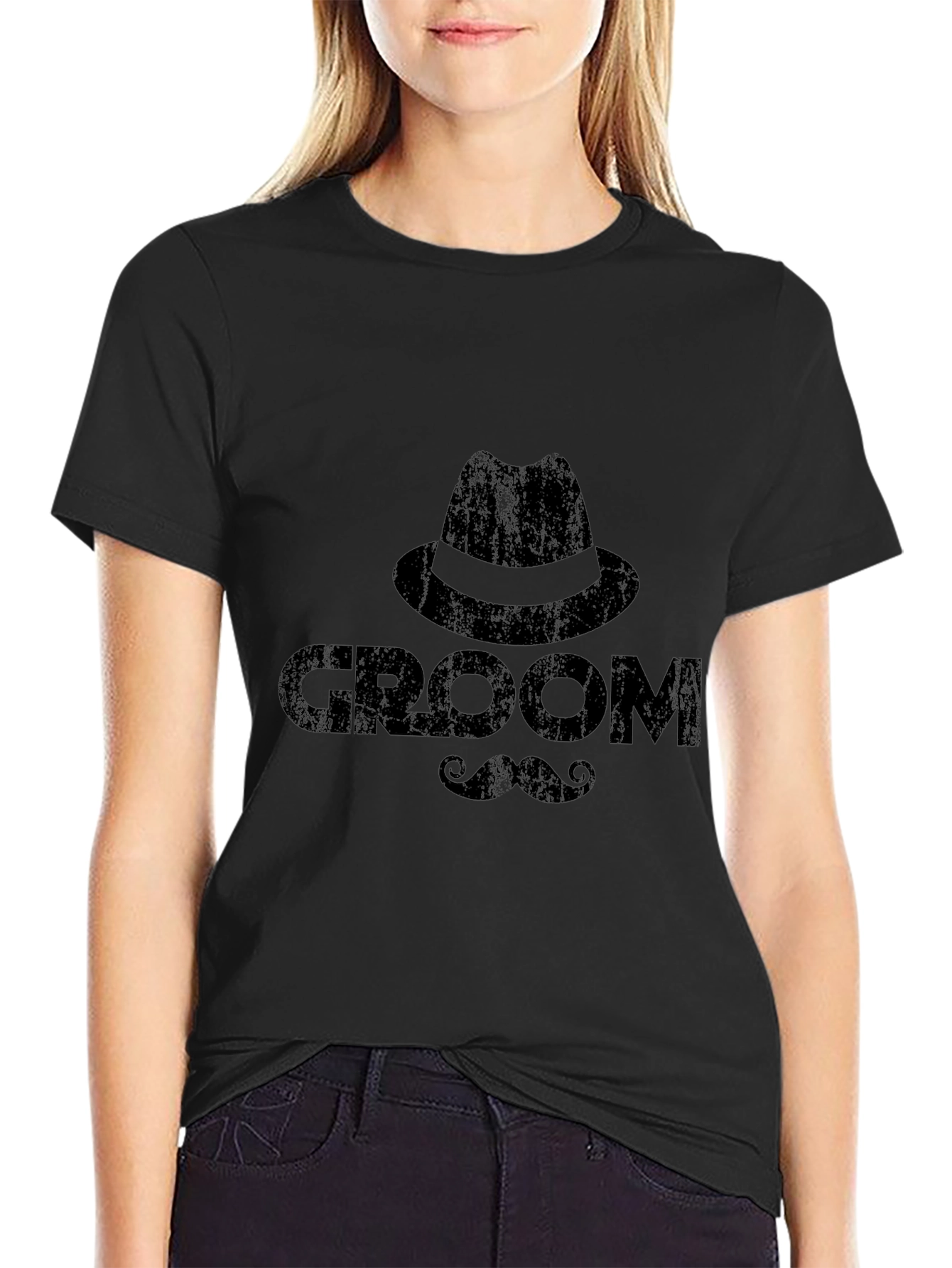 Groom T-Shirt - Hat & Mustache Design
