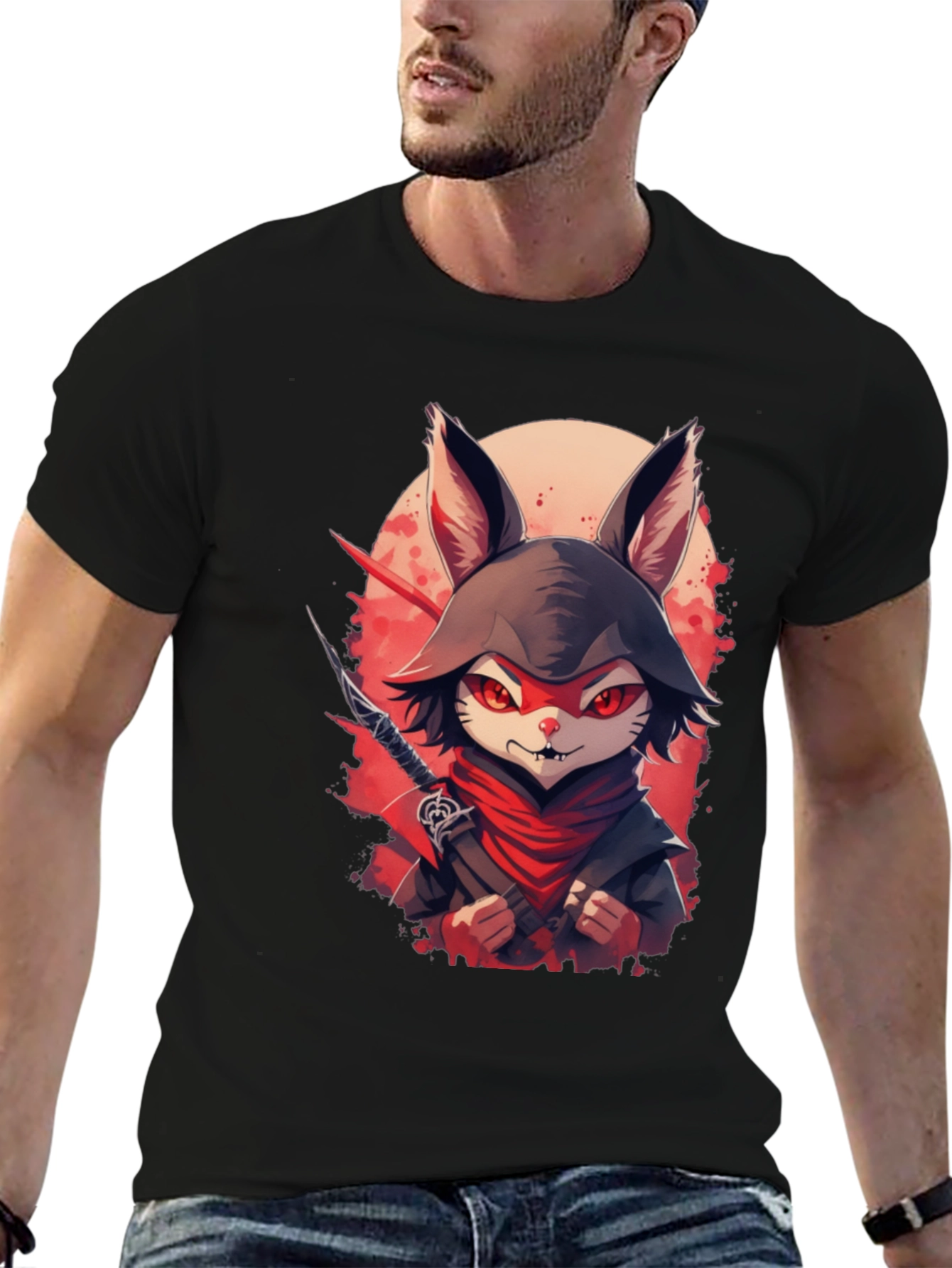 Ninja Rabbit Graphic Tee - Mens Black T-Shirt