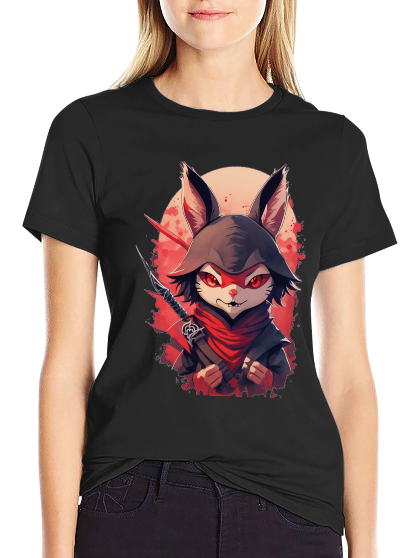 Ninja Rabbit Graphic Tee - Mens Black T-Shirt