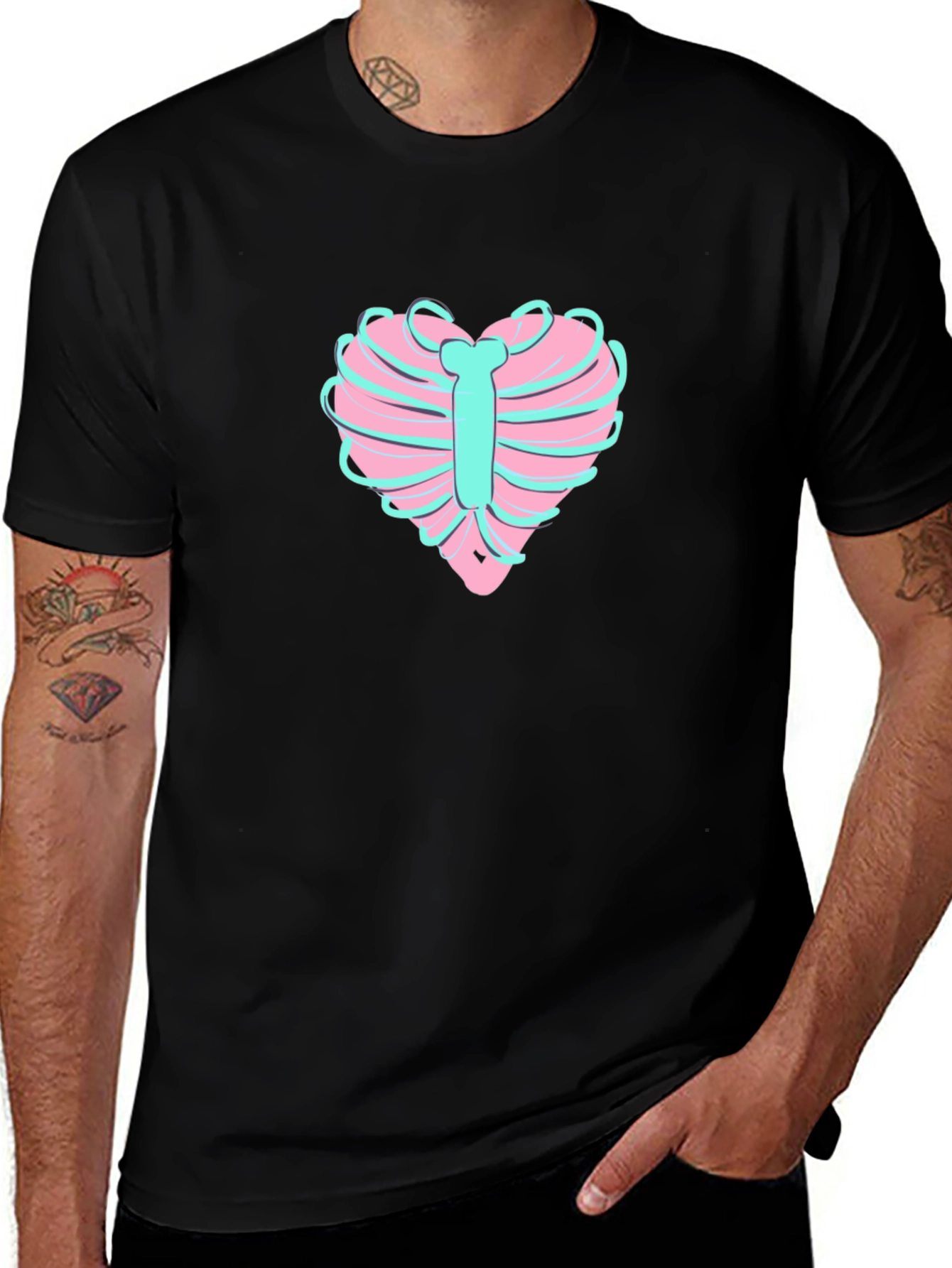 Heart Ribcage Graphic Tee - Unique Design