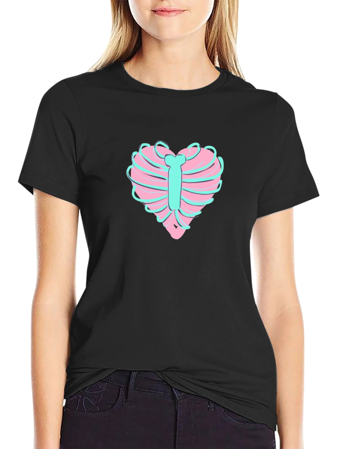Heart Ribcage Graphic Tee - Unique Design