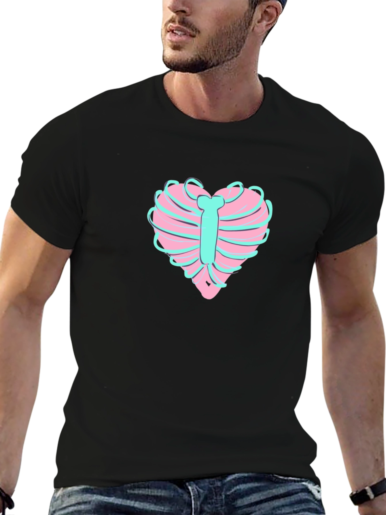 Heart Ribcage Graphic Tee - Unique Design