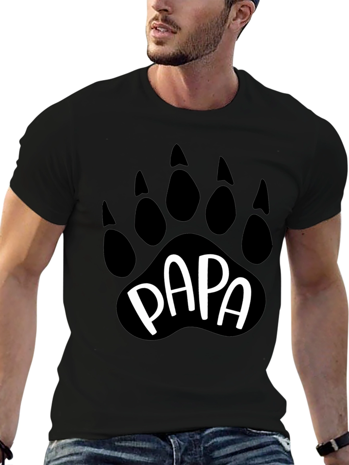Papa Bear Paw Print Graphic T-Shirt