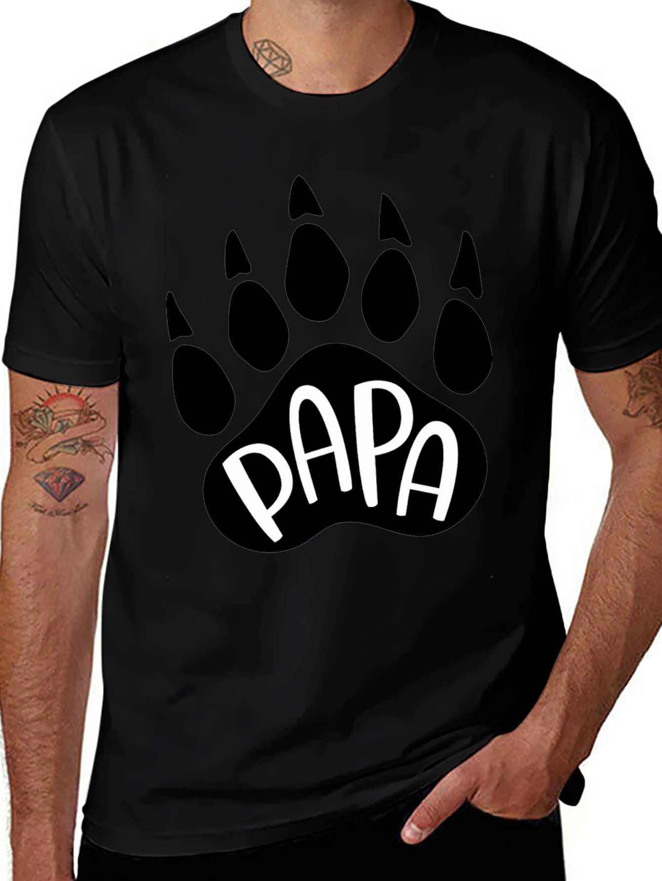 Papa Bear Paw Print Graphic T-Shirt