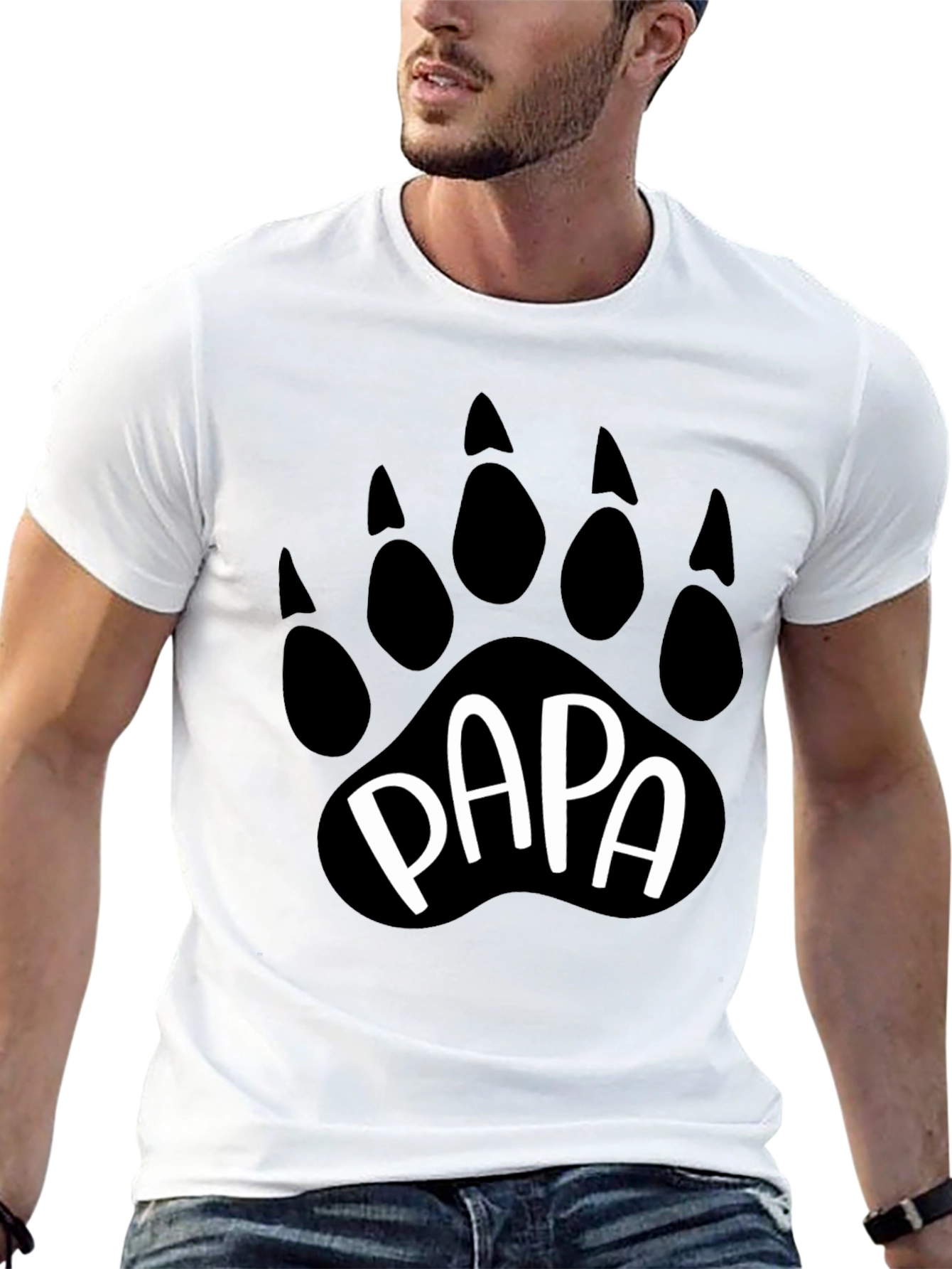 Papa Bear Paw Print Graphic T-Shirt