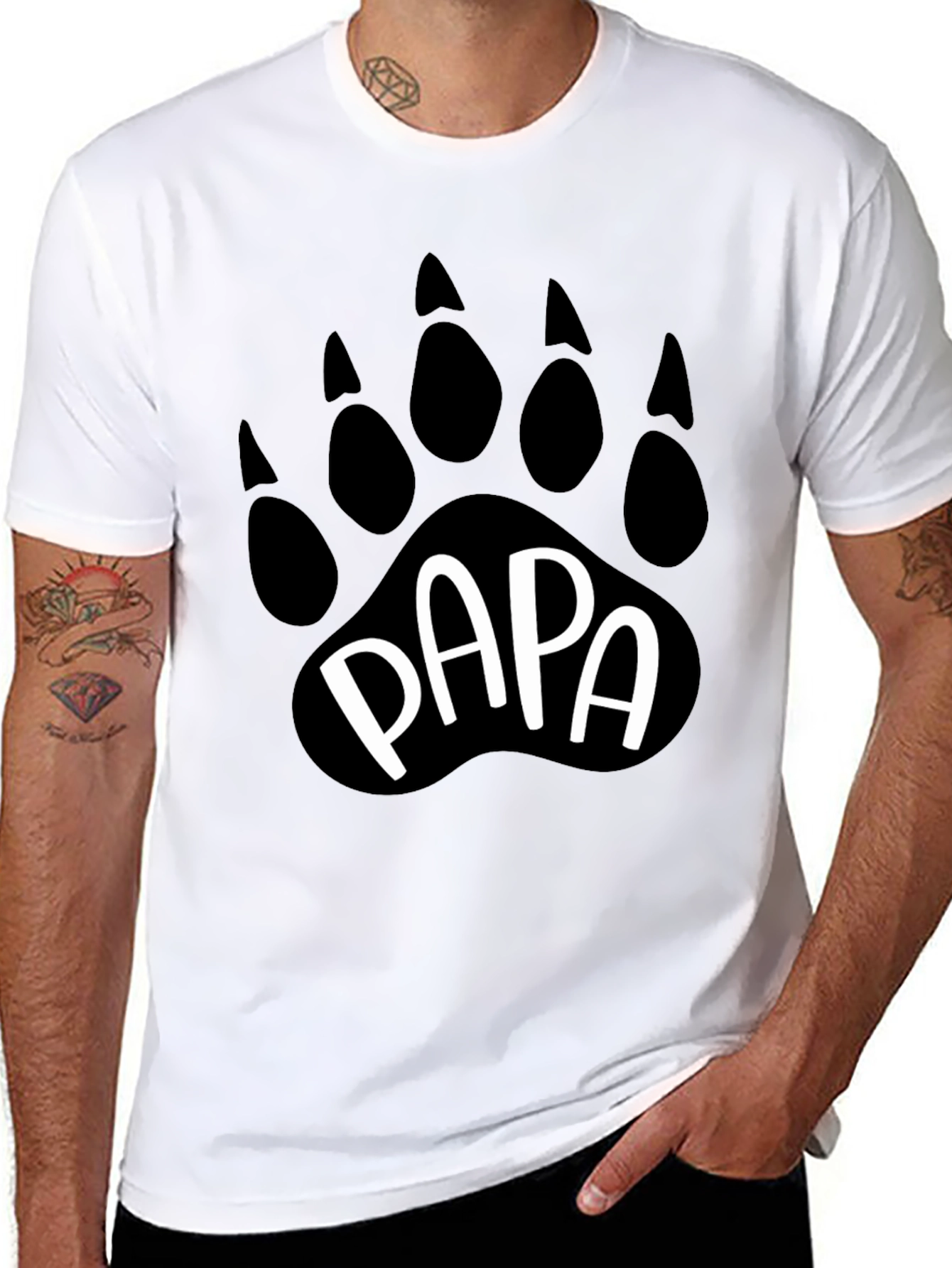 Papa Bear Paw Print Graphic T-Shirt