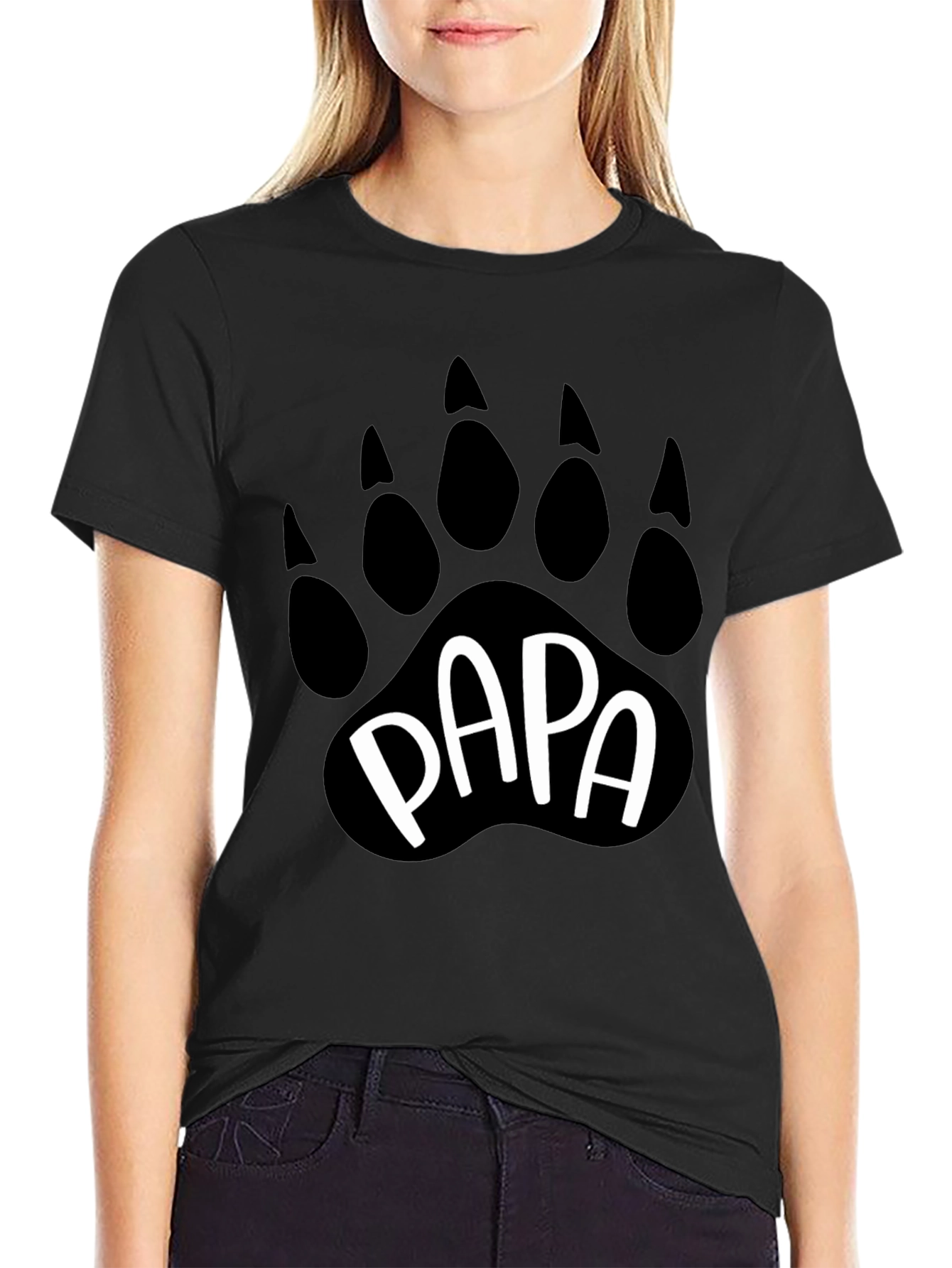 Papa Bear Paw Print Graphic T-Shirt