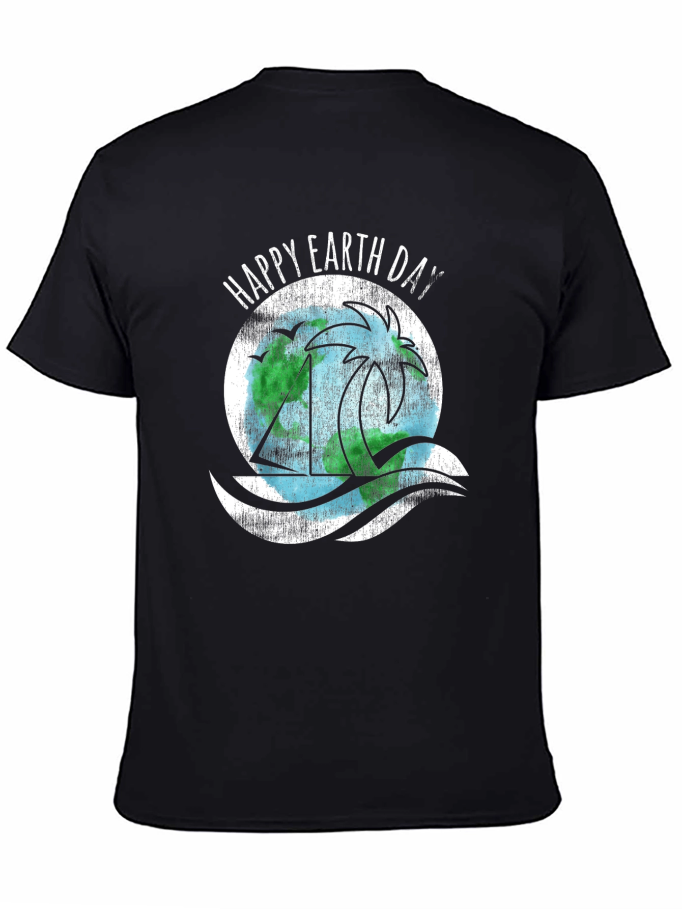 Happy Earth Day T-Shirt - Black Cotton Blend