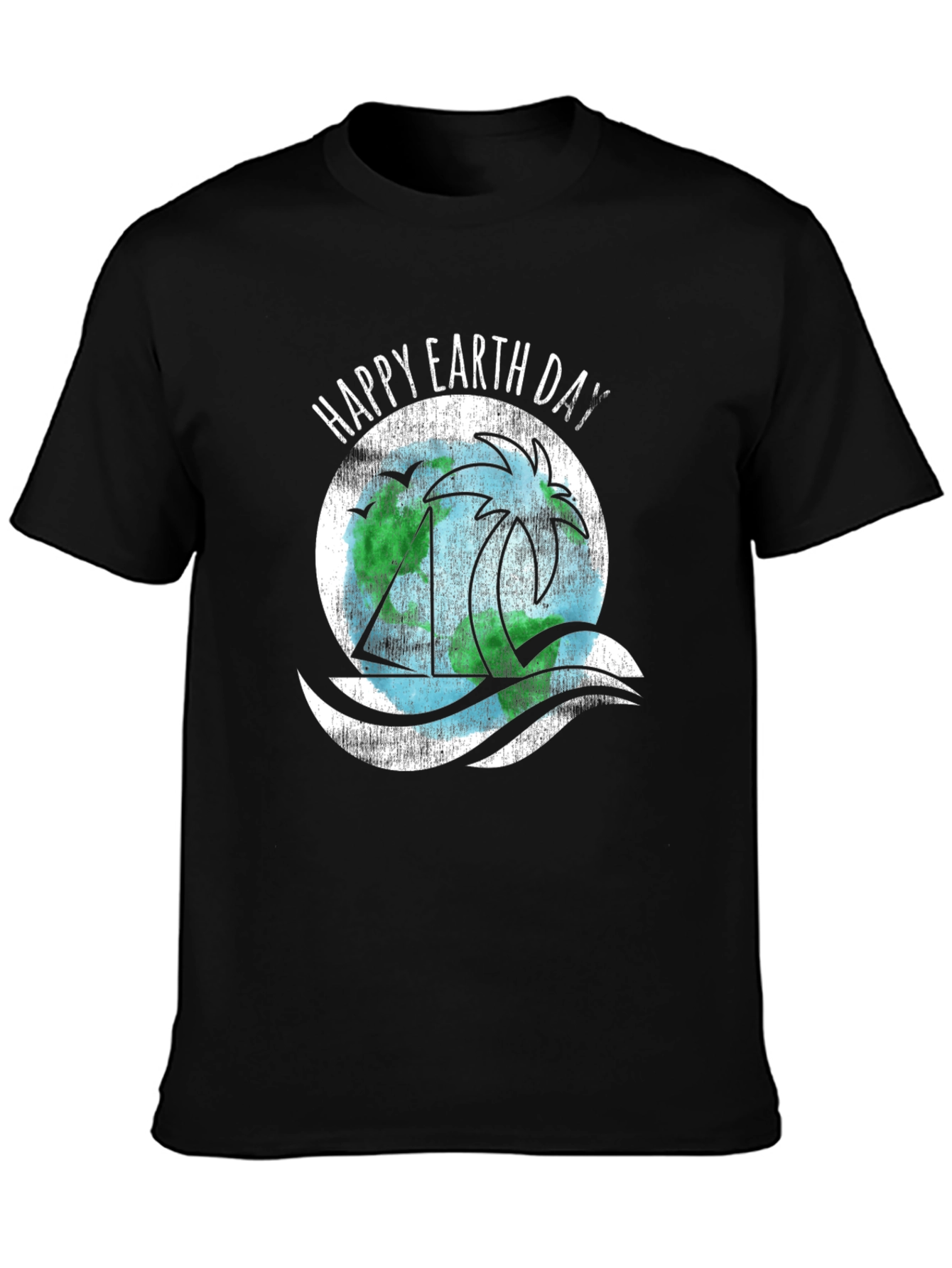 Happy Earth Day T-Shirt - Black Cotton Blend